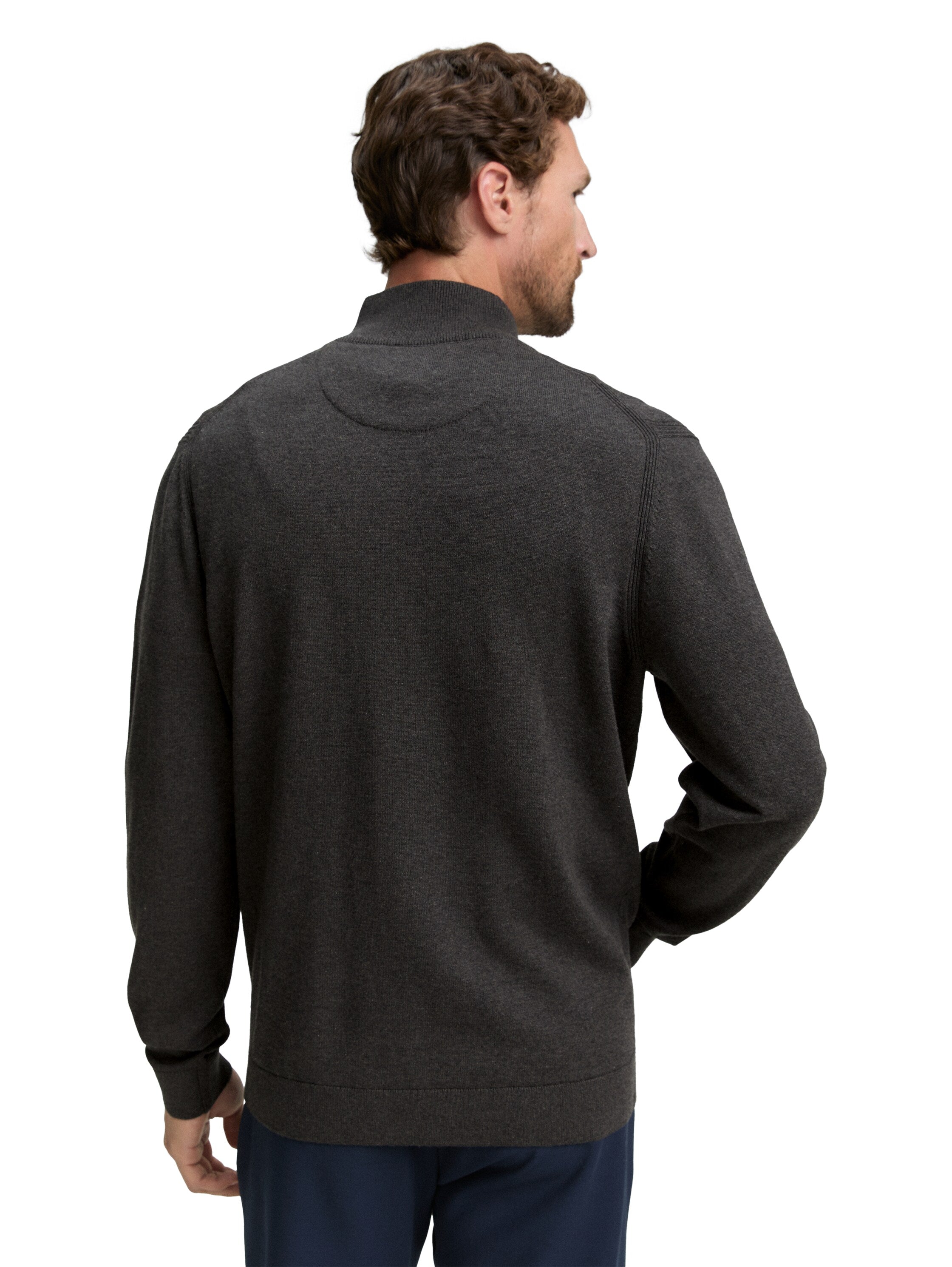 Tom Tailor Black Grey Melange Cotton Pullover