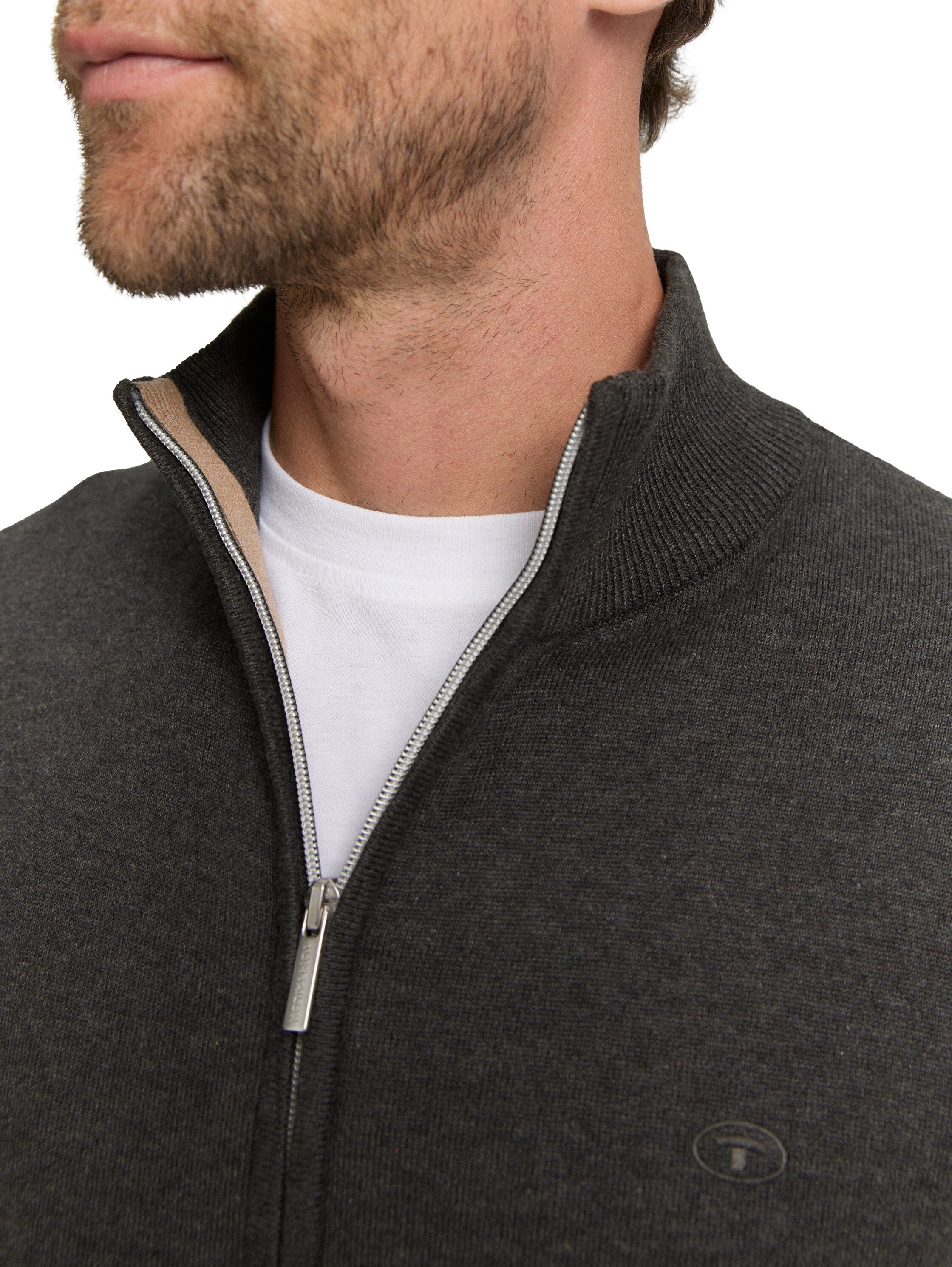 Tom Tailor Black Grey Melange Cotton Pullover
