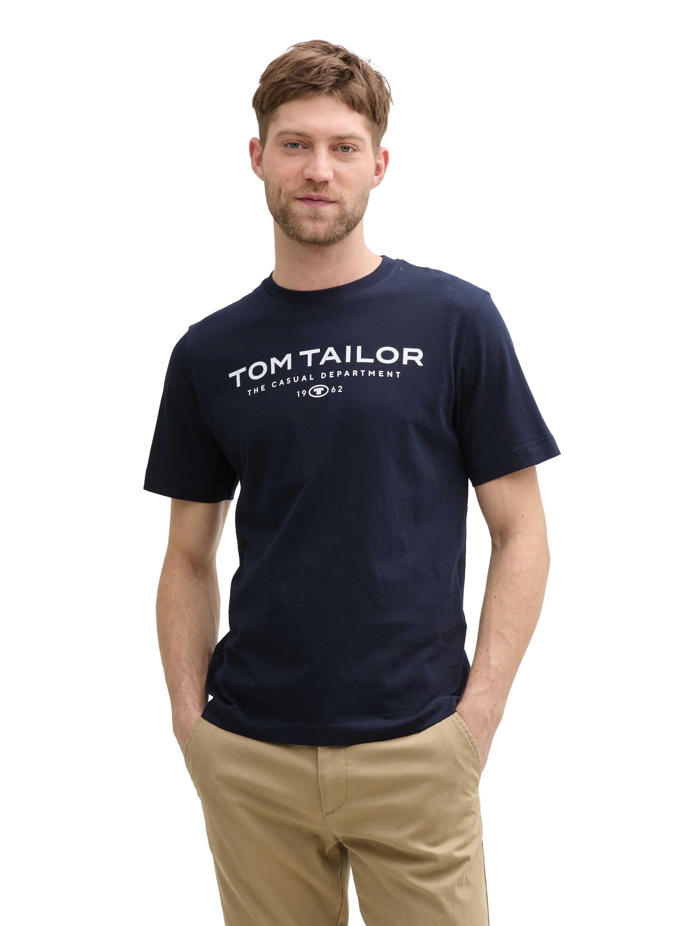 Tom Tailor Cotton Navy T-shirt With Logo Print