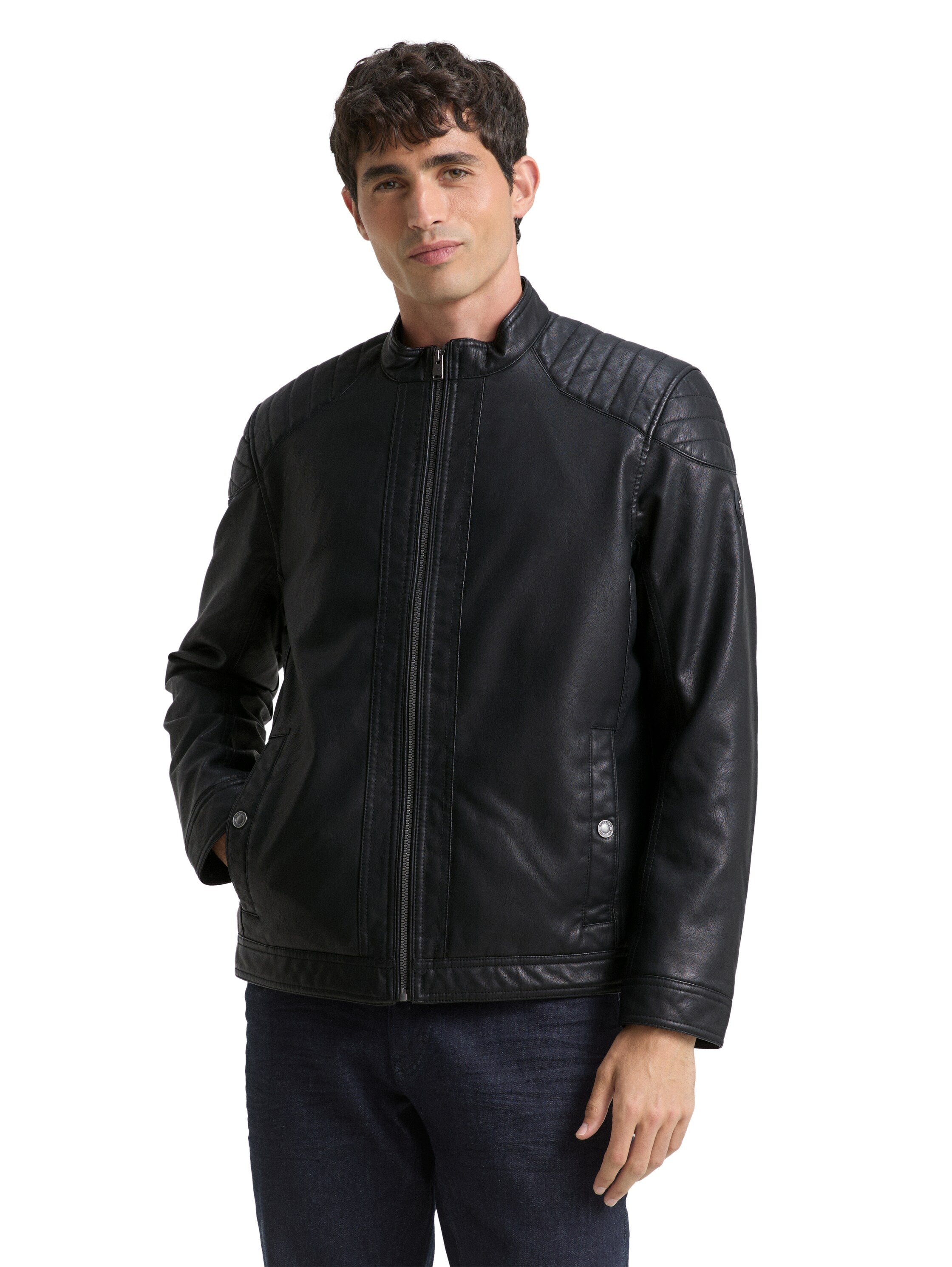Tom Tailor Faux leather biker Black jacket