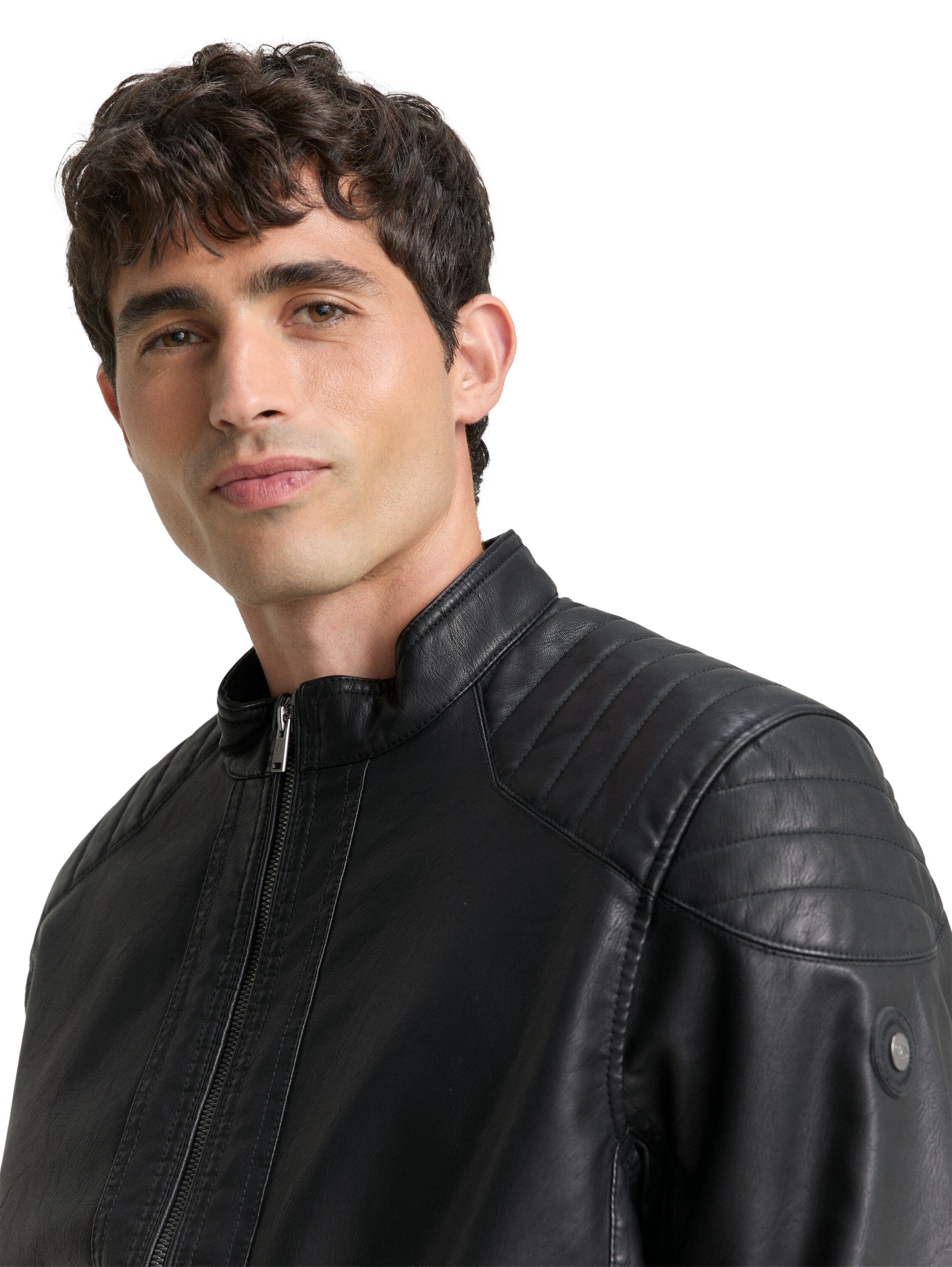 Tom Tailor Faux leather biker Black jacket