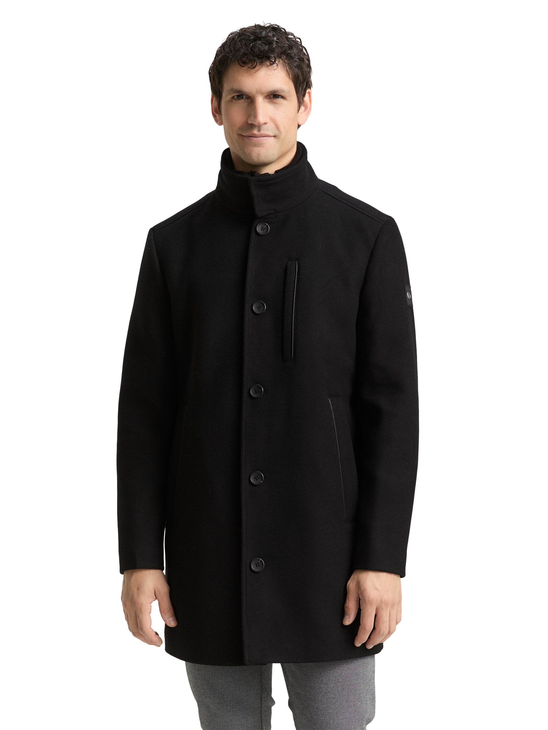 Tom Tailor 2-in-1 Woollen Coat with Detachable Inner Black Coat
