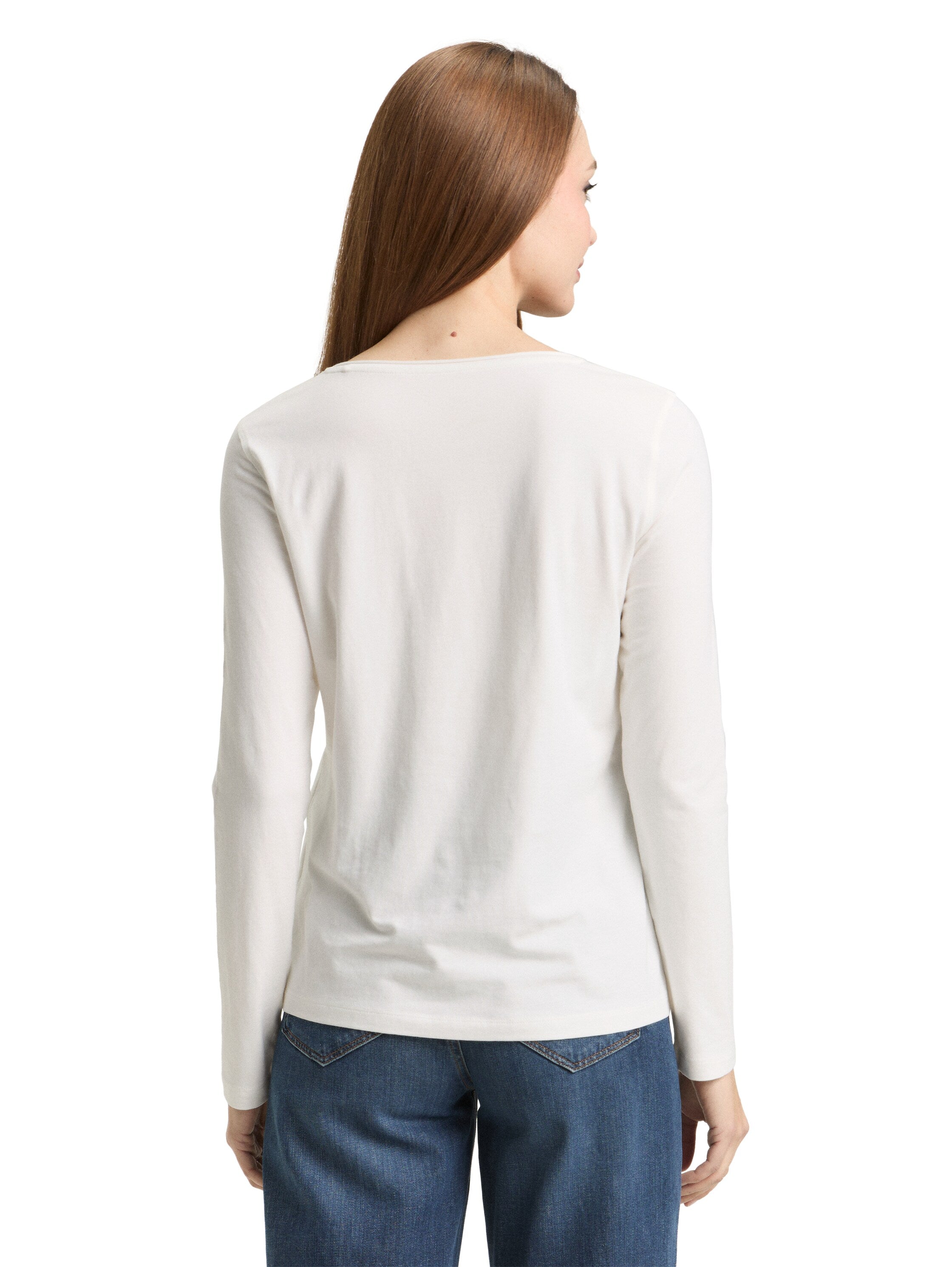 Tom Tailor White Basic long-sleeved T-shirt