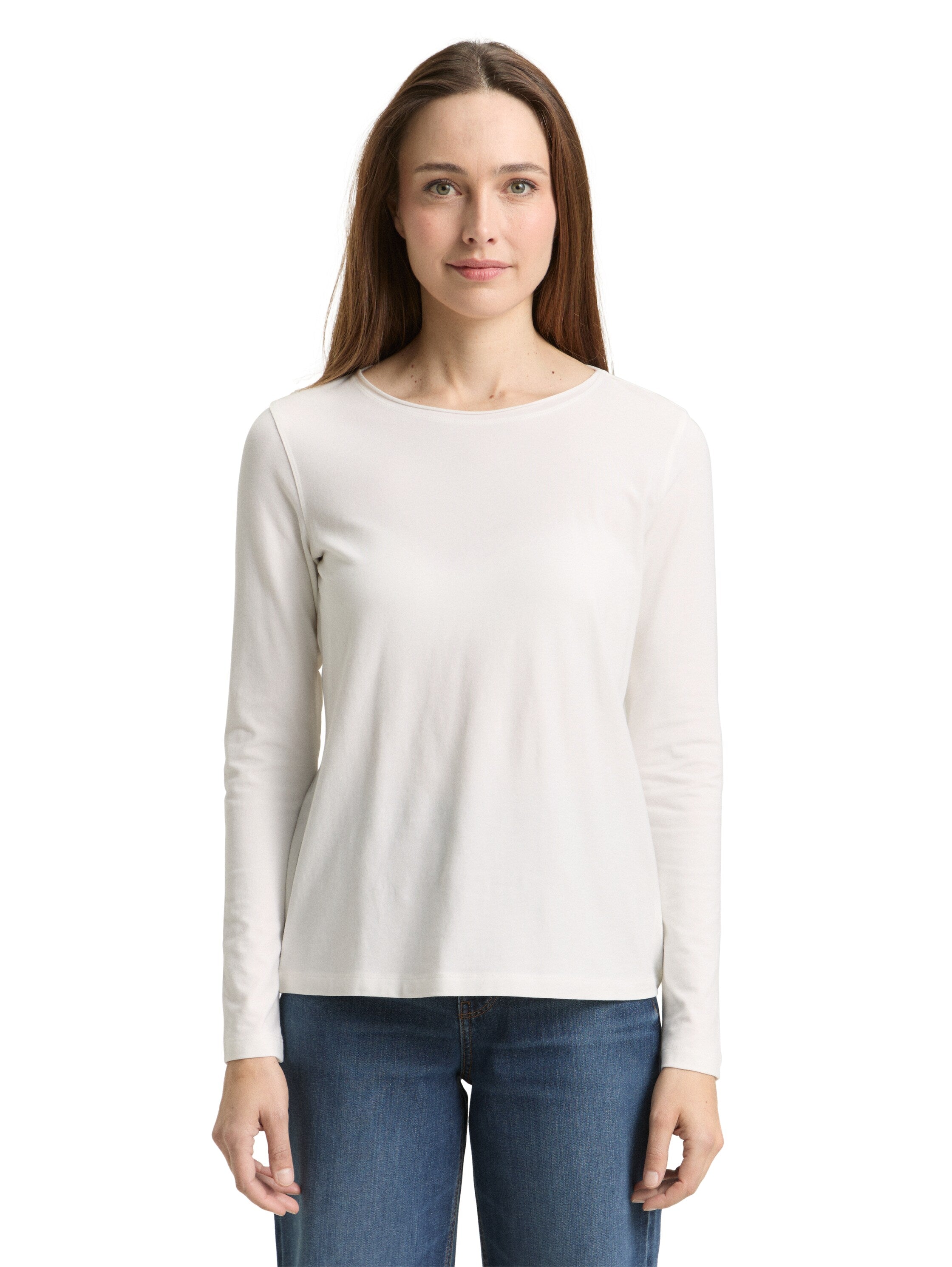 Tom Tailor White Basic long-sleeved T-shirt