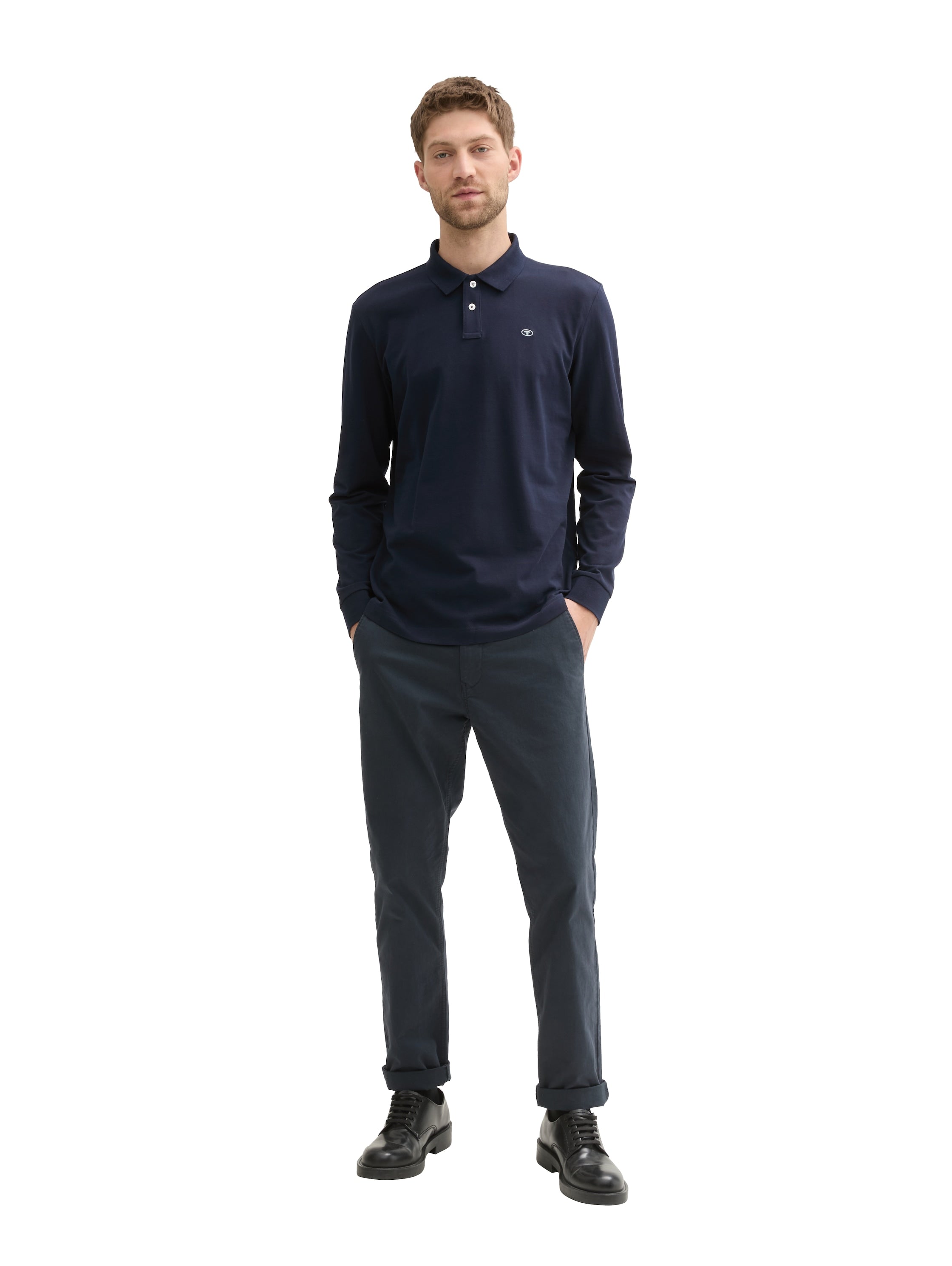 Tom Tailor Navy Long Sleeved Pique Polo
