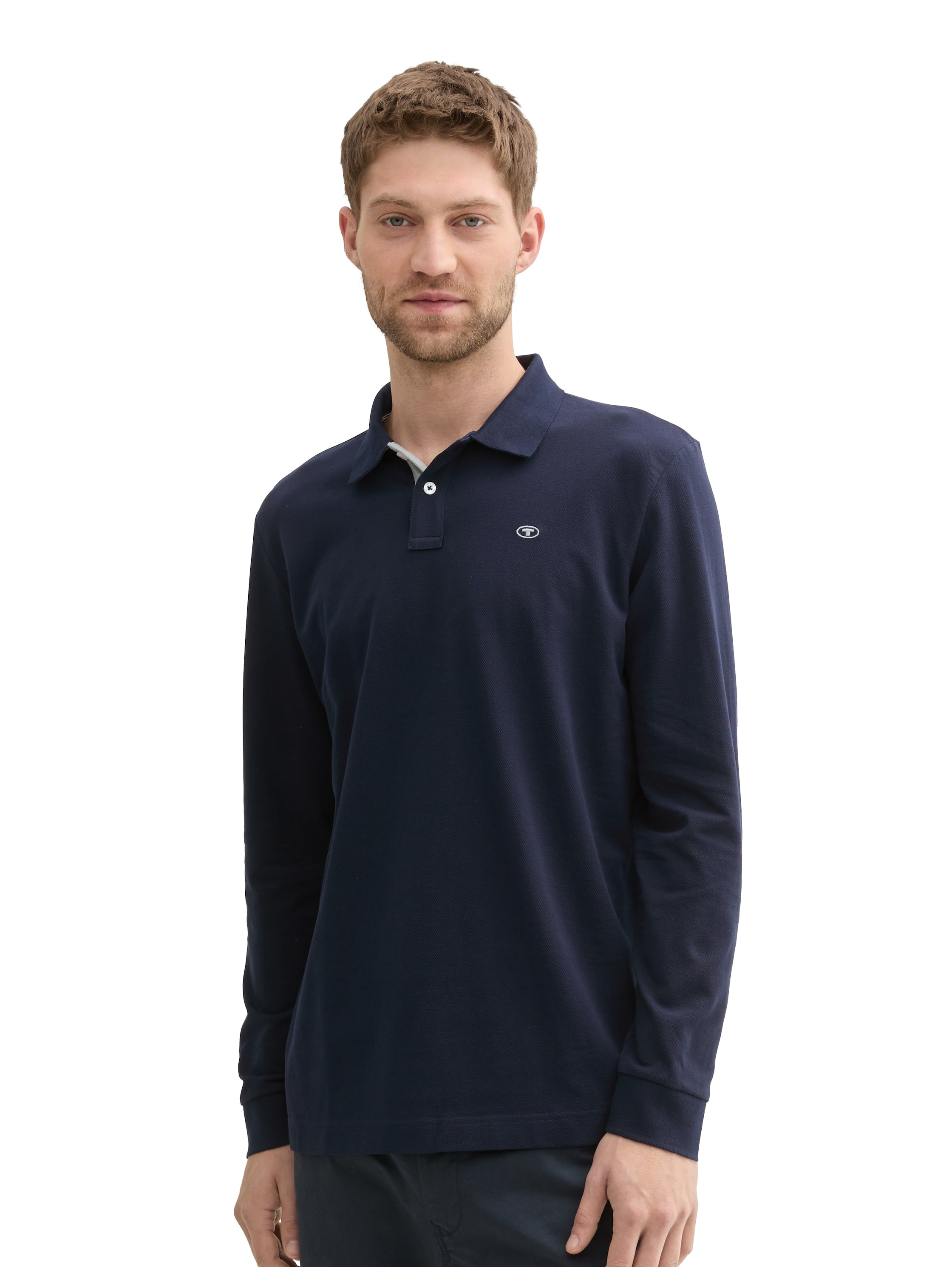 Tom Tailor Navy Long Sleeved Pique Polo