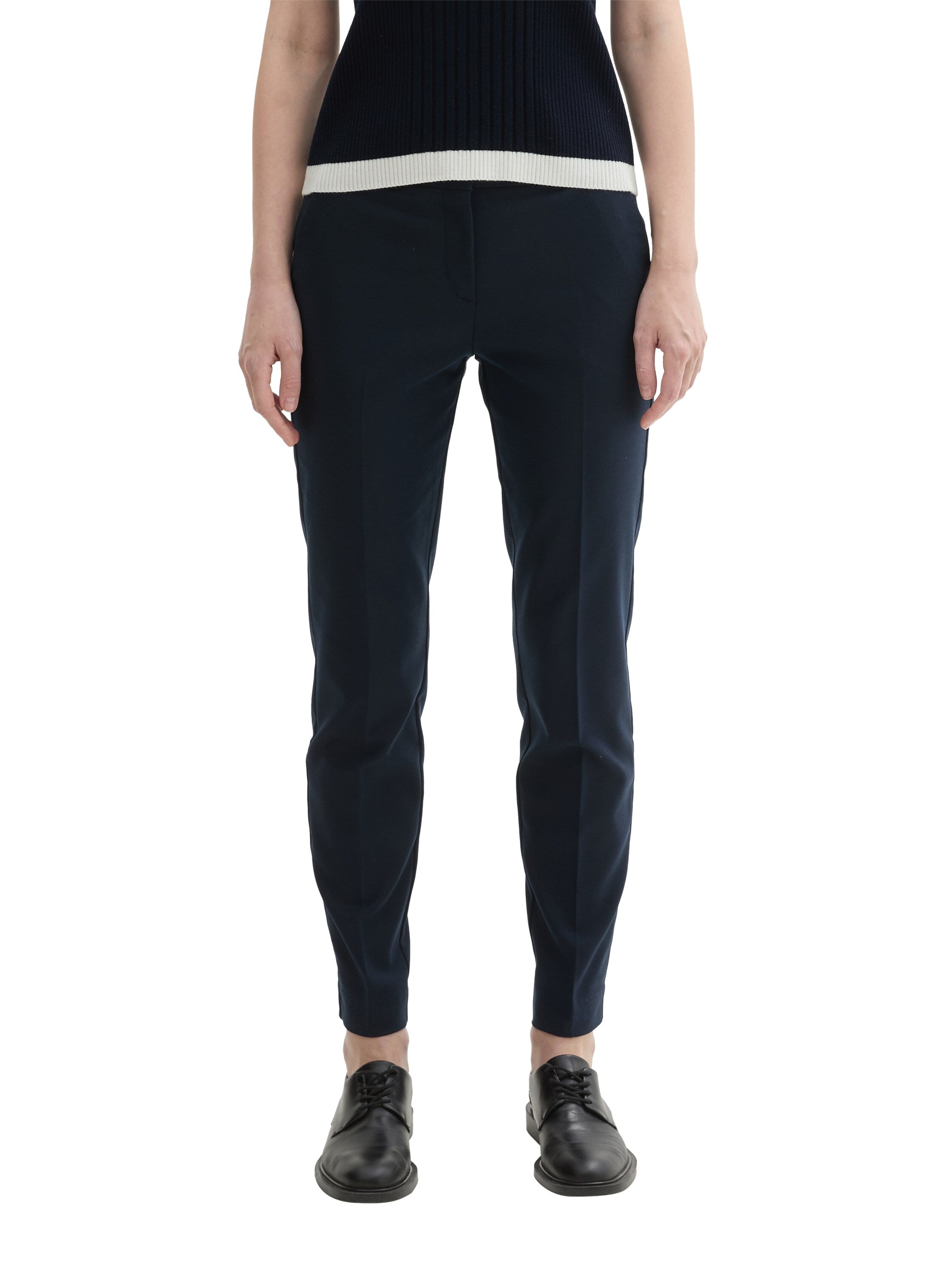 Tom Tailor Navy Cotton Pant With Side Slanted Pockets
