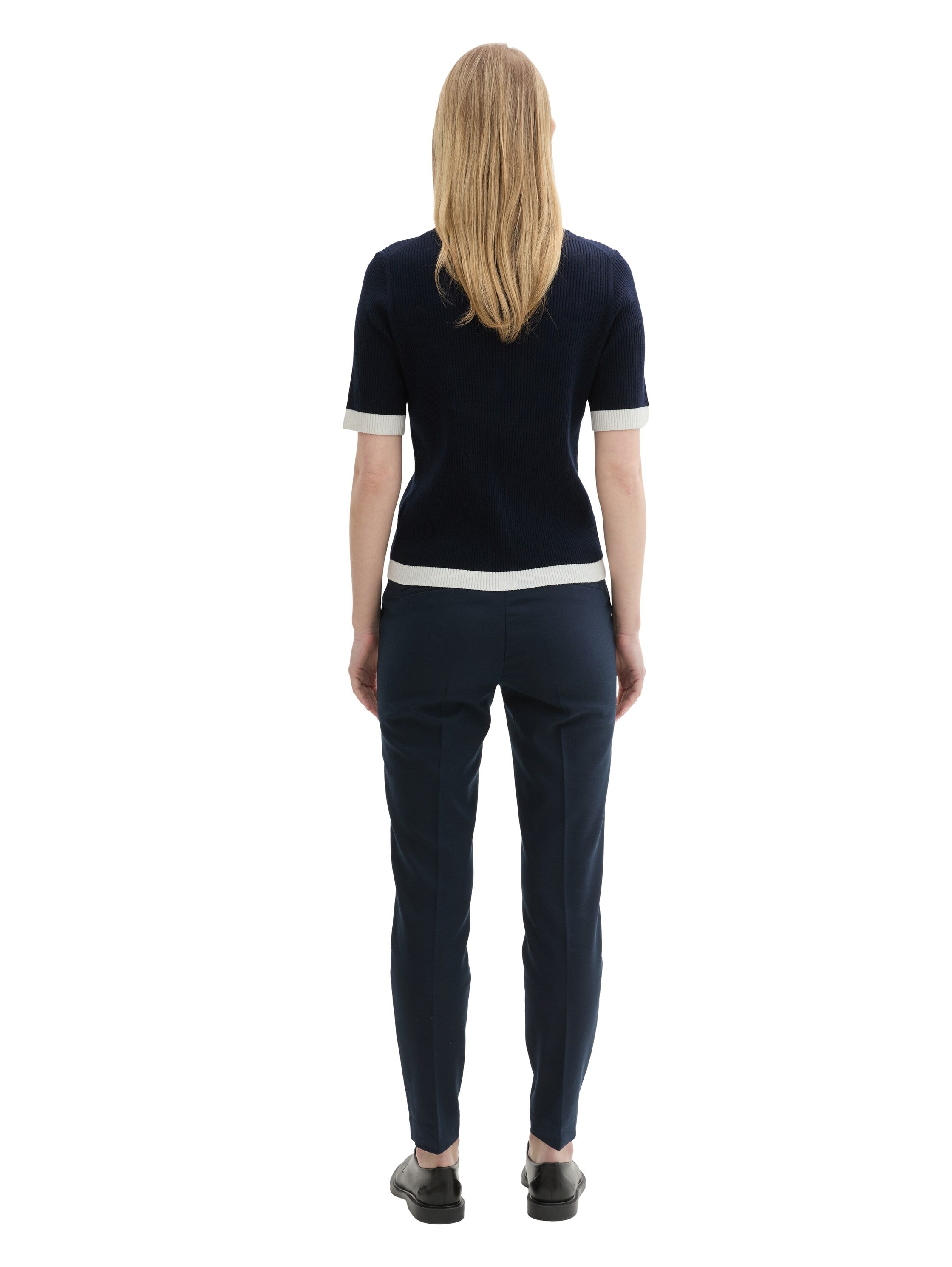 Tom Tailor Navy Cotton Pant With Side Slanted Pockets