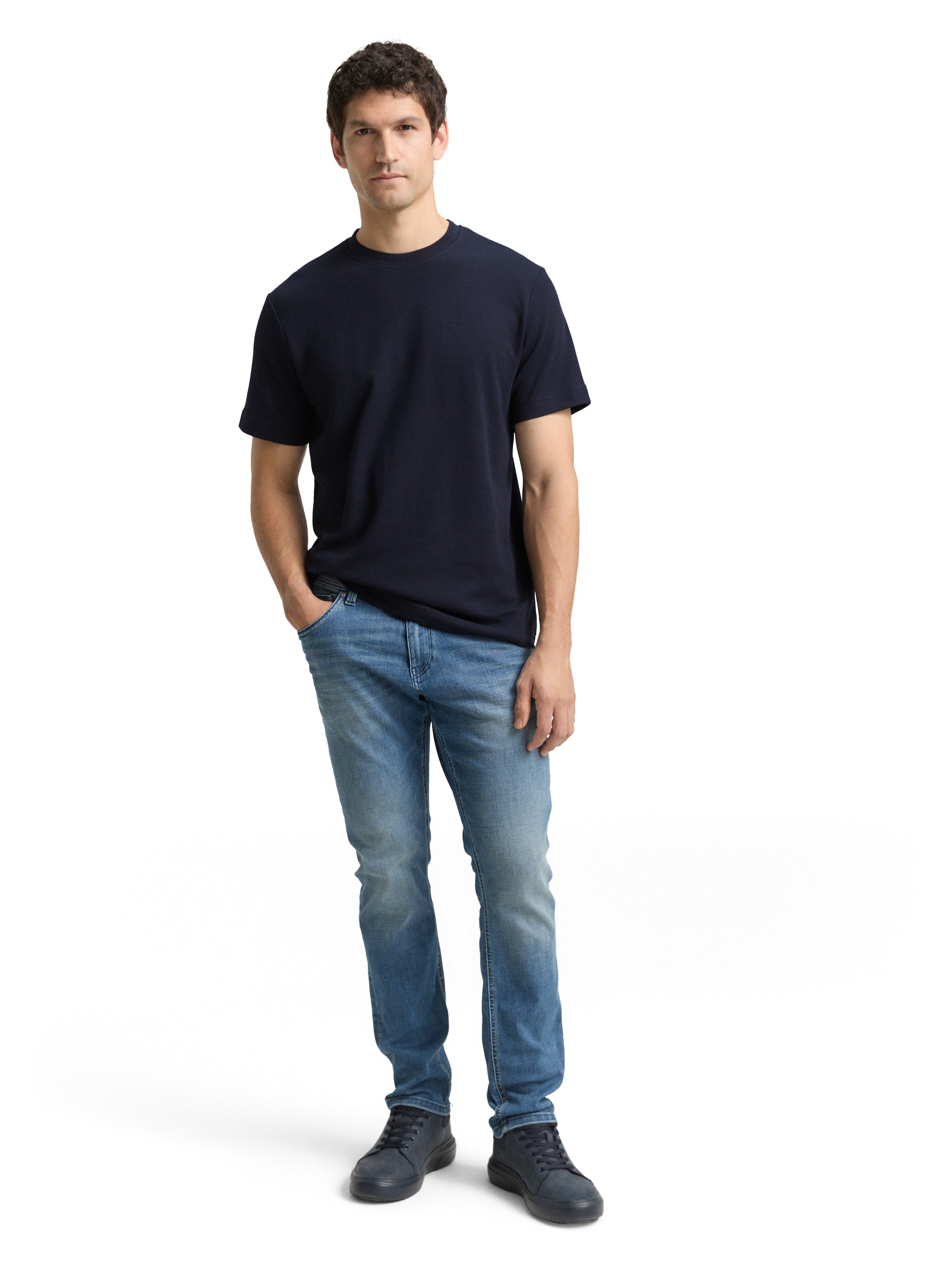 Tom Tailor Dark Navy T-Shirt With Waffle Texture