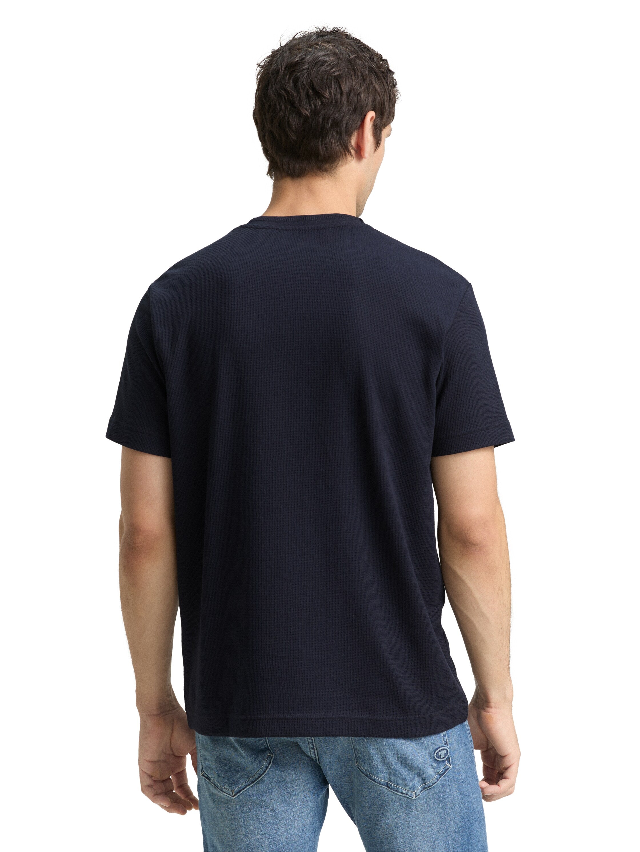 Tom Tailor Dark Navy T-Shirt With Waffle Texture