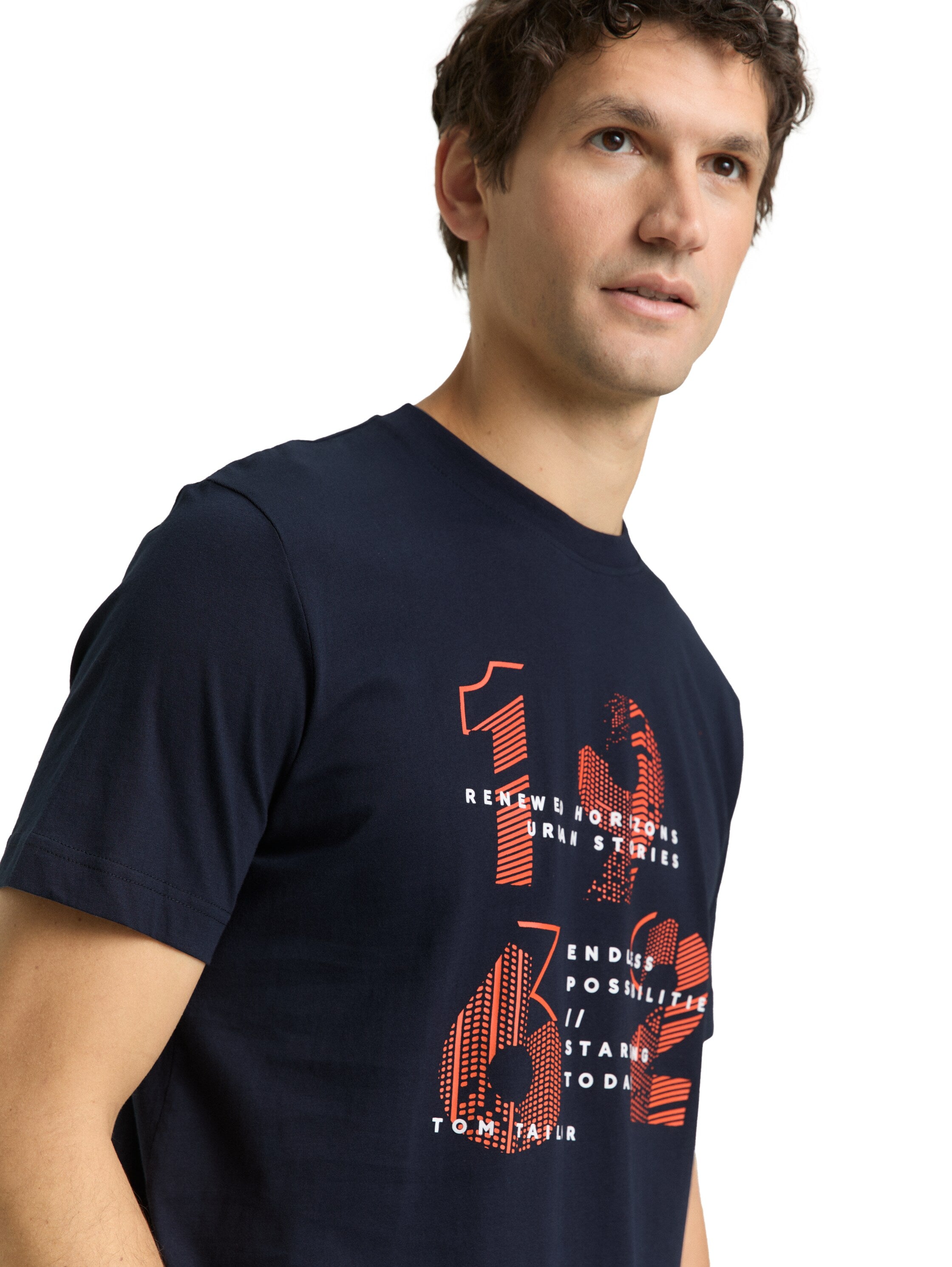 Tom Tailor Navy T-Shirt With Printed Design