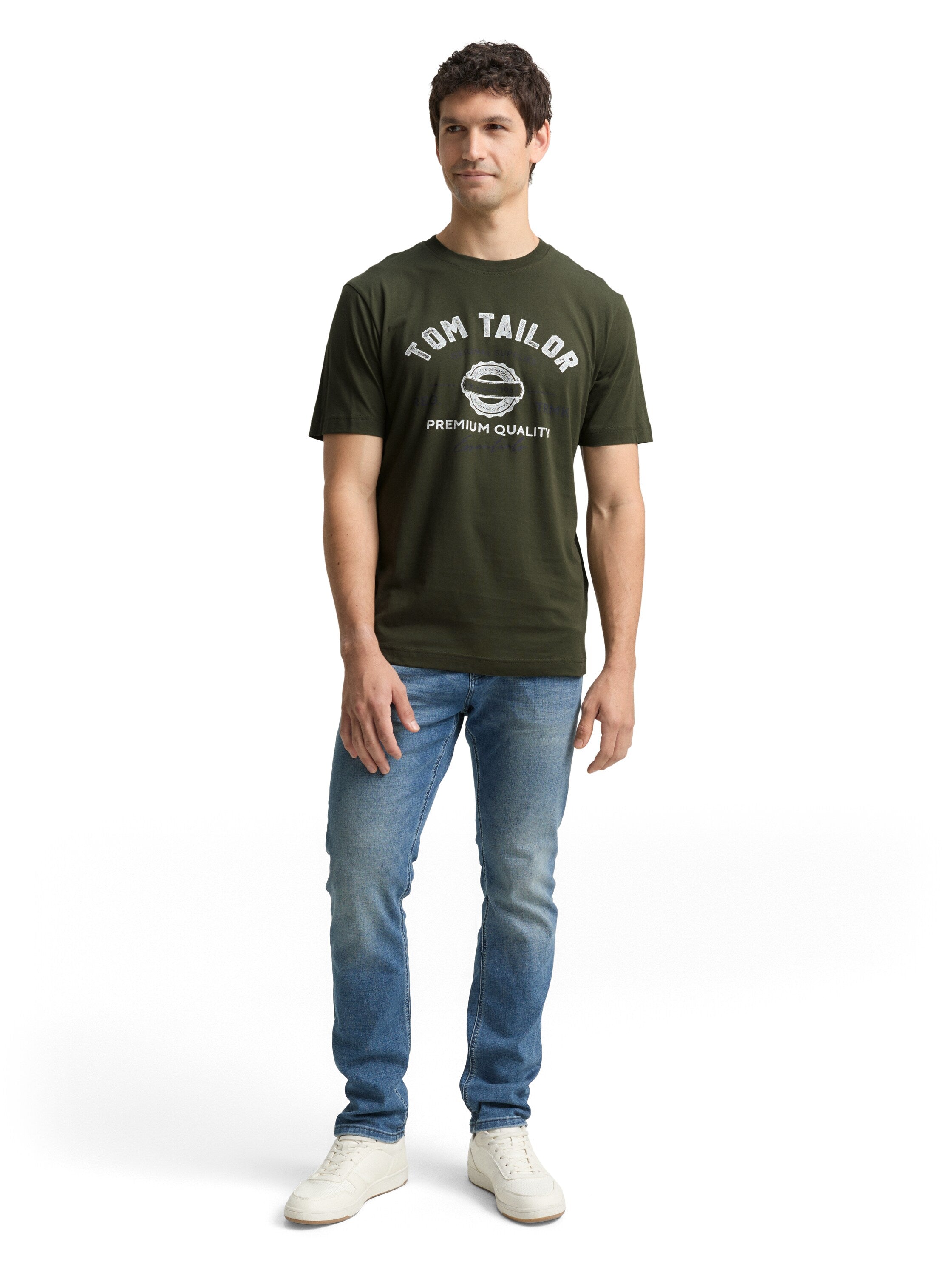 Tom Tailor Olive T-Shirt With Logo Print
