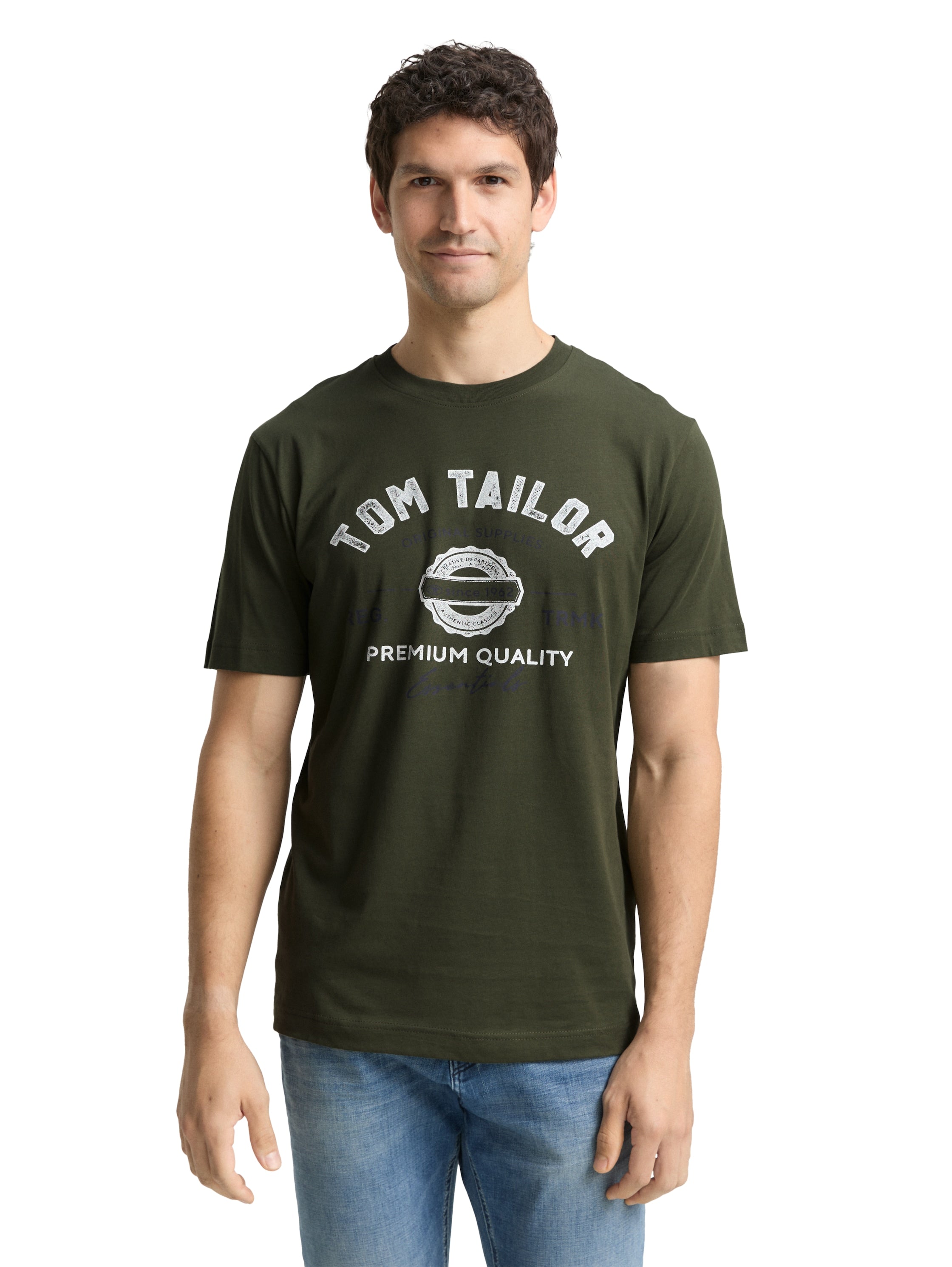 Tom Tailor Olive T-Shirt With Logo Print