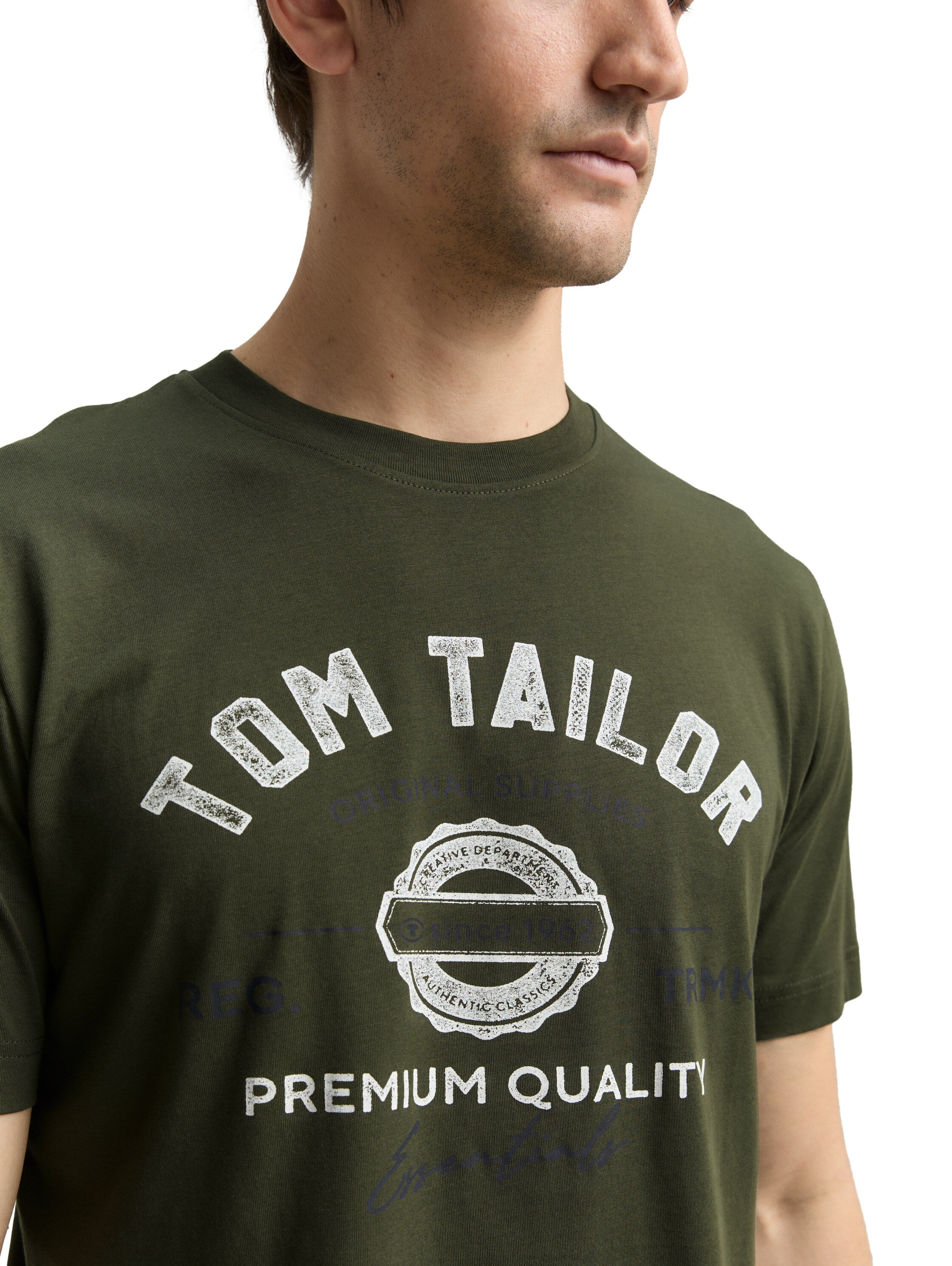 Tom Tailor Olive T-Shirt With Logo Print