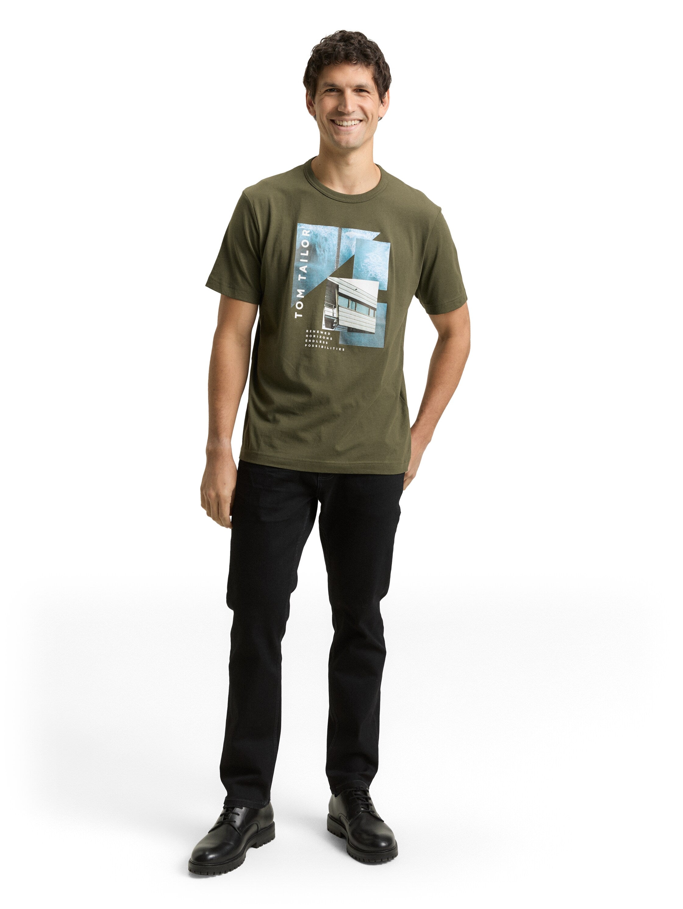 Tom Tailor Olive T-Shirt With Front Design