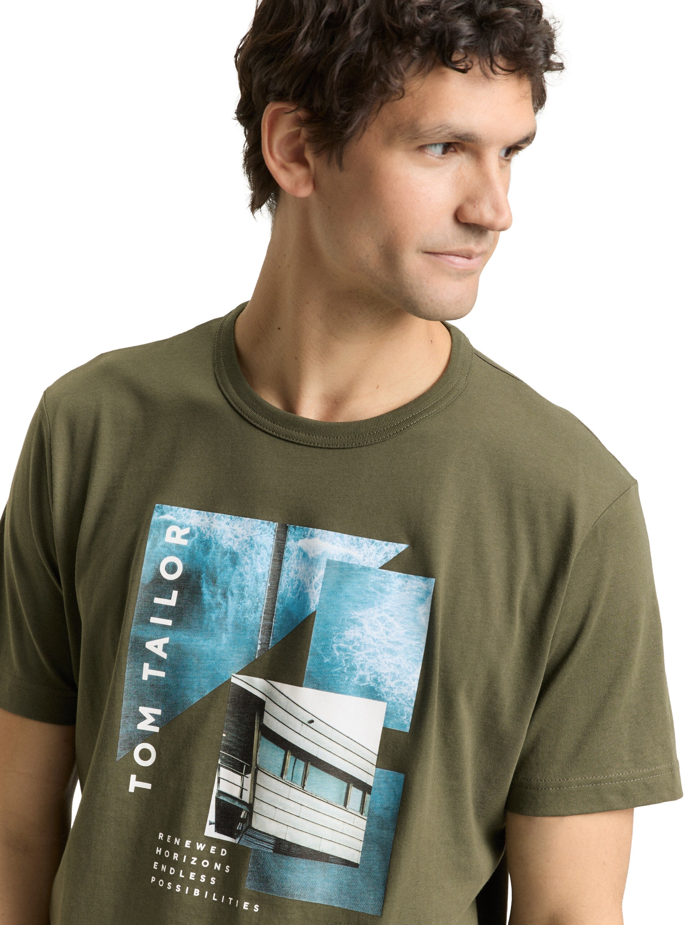 Tom Tailor Olive T-Shirt With Front Design