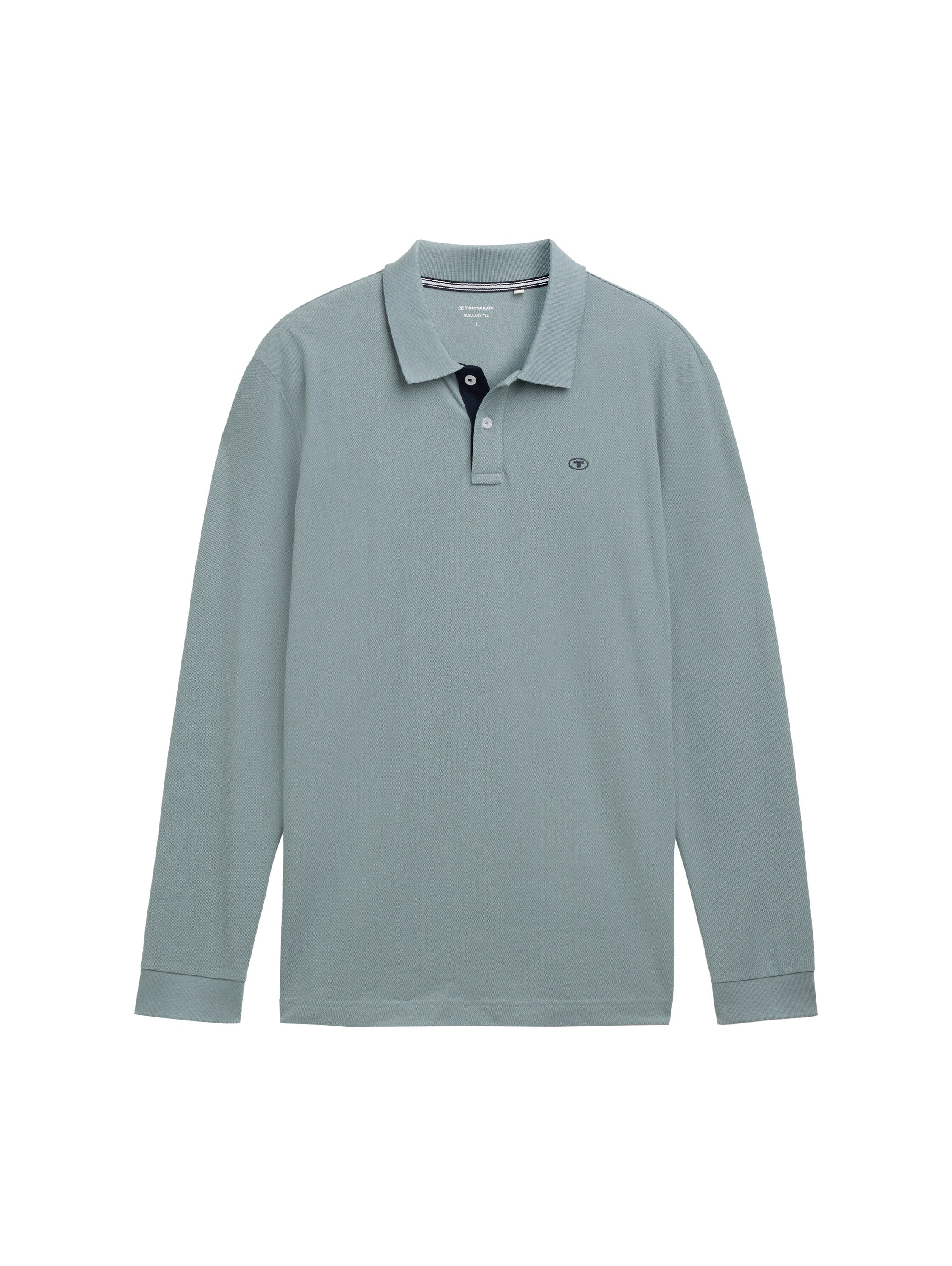 Tom Tailor Grey Mint Long Sleeved Pique Polo
