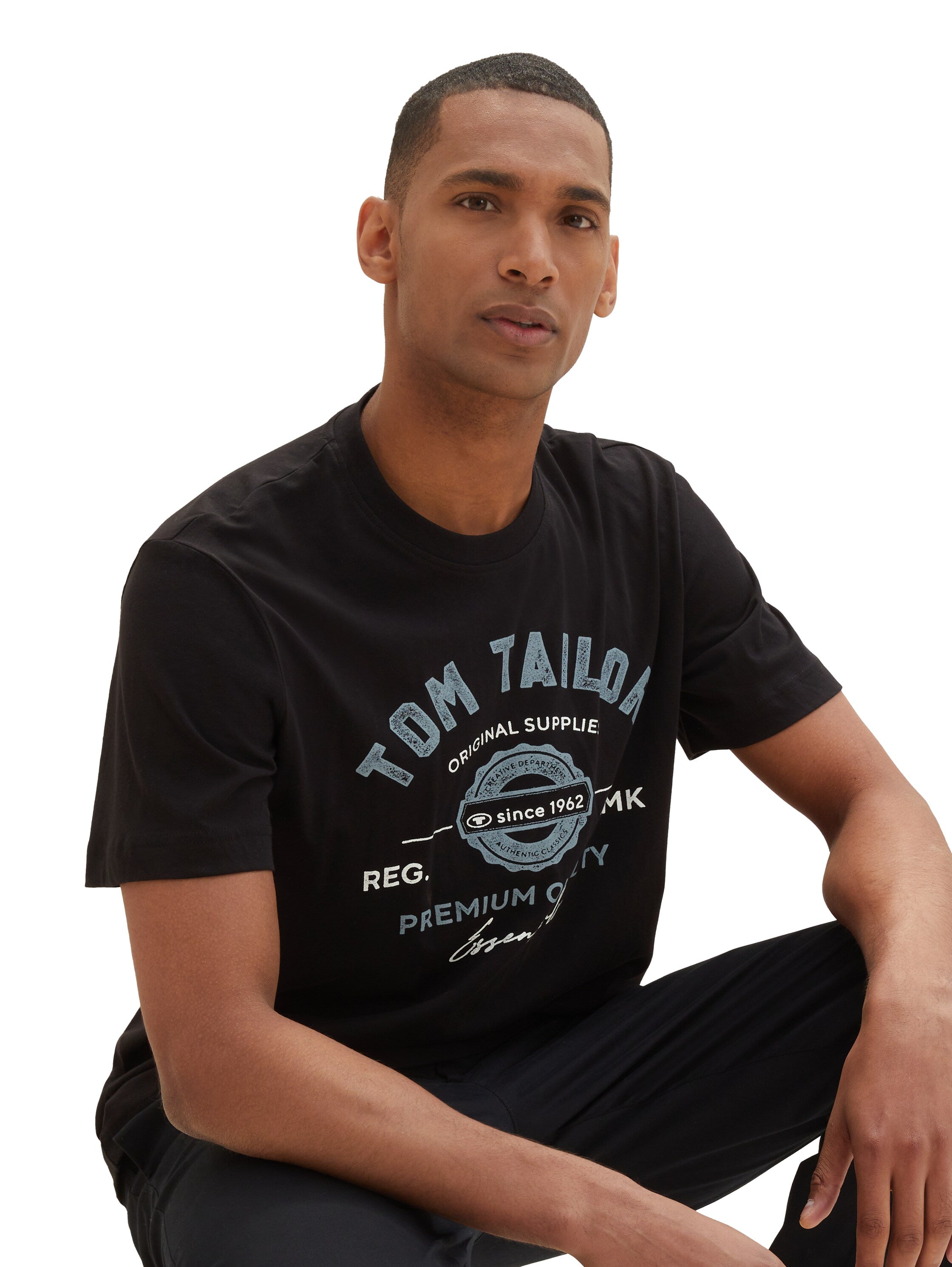 Tom Tailor Black T-Shirt With Logo Print
