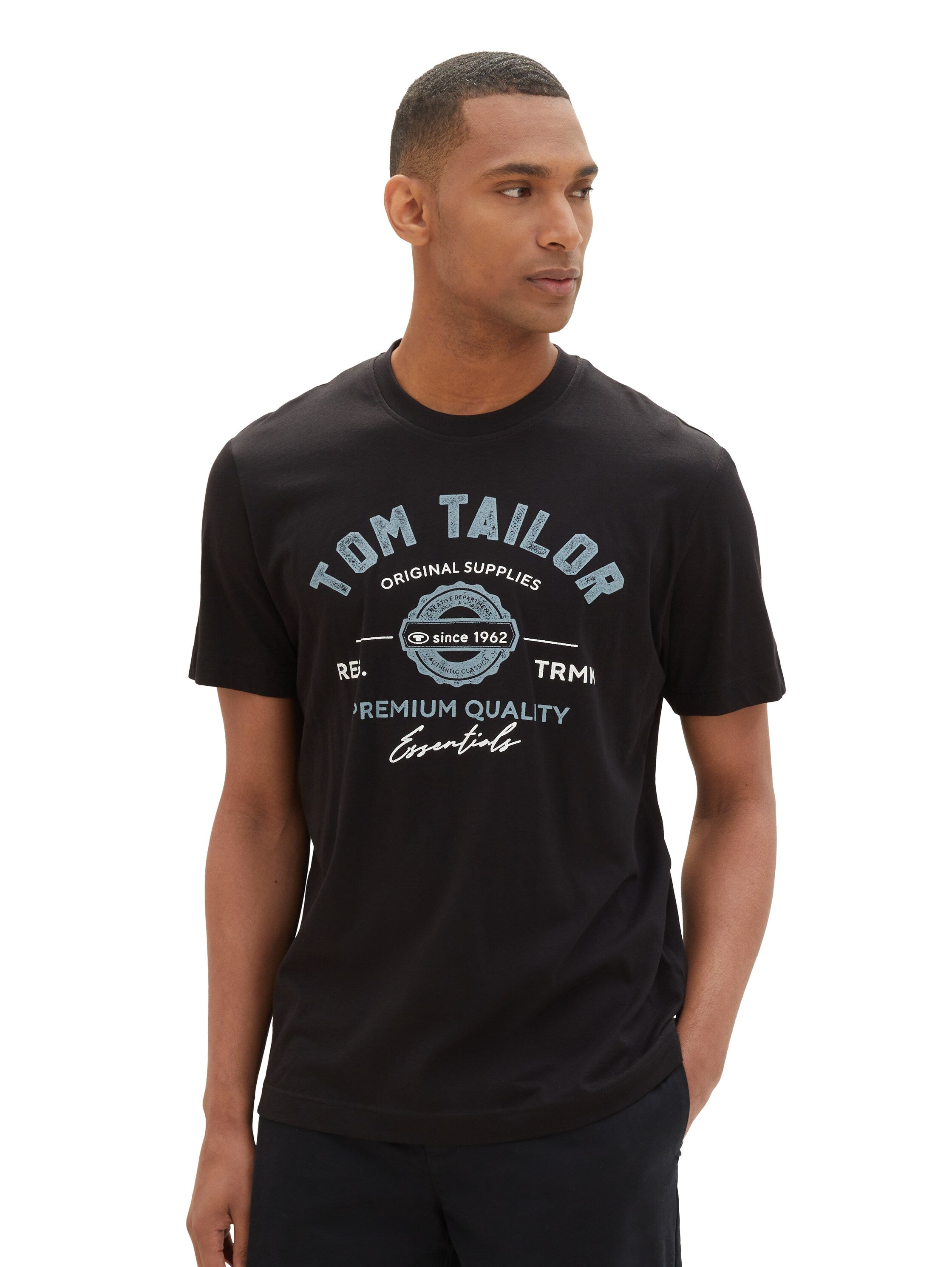 Tom Tailor Black T-Shirt With Logo Print