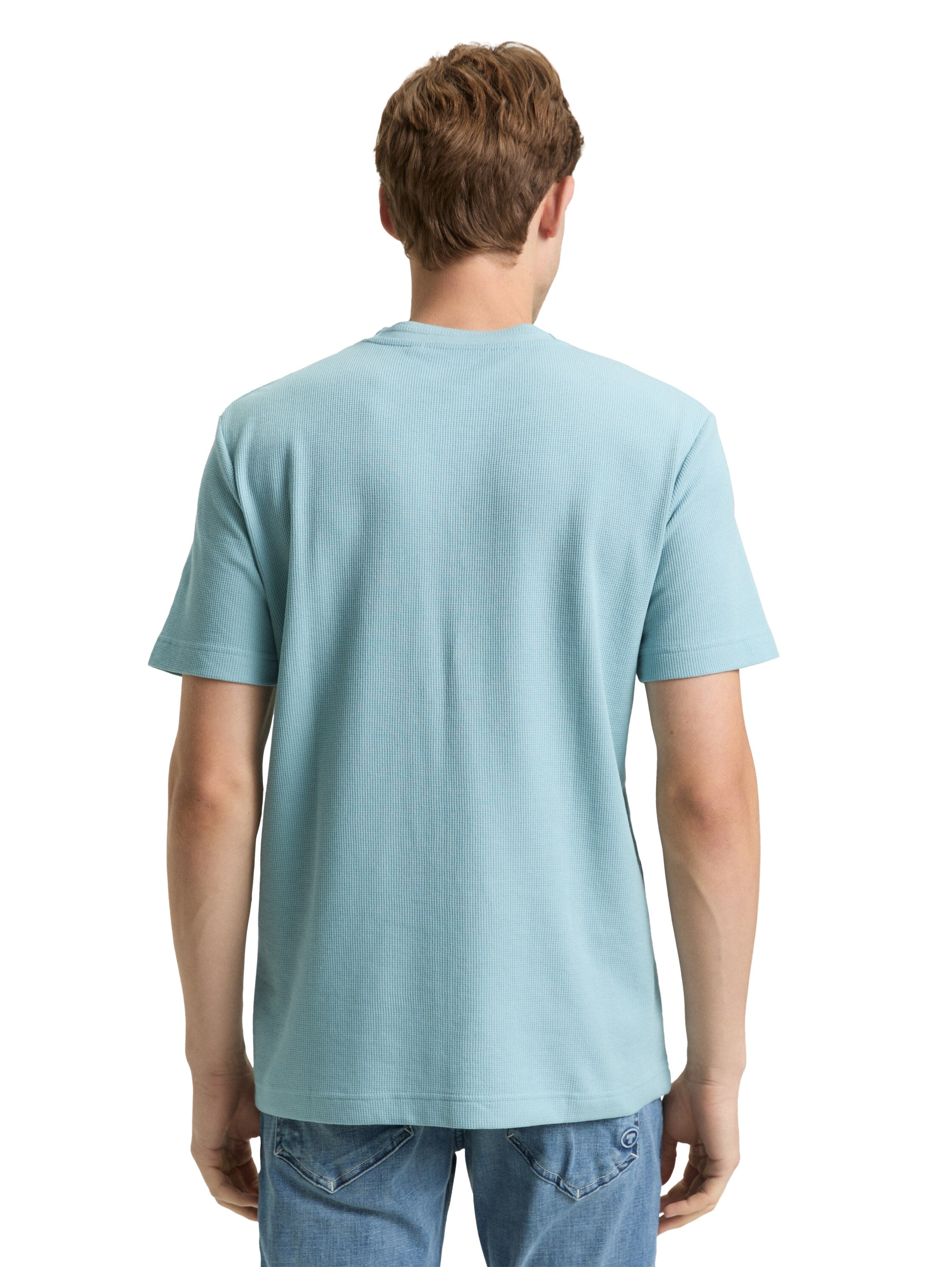 Tom Tailor Blue T-Shirt With Waffle Texture