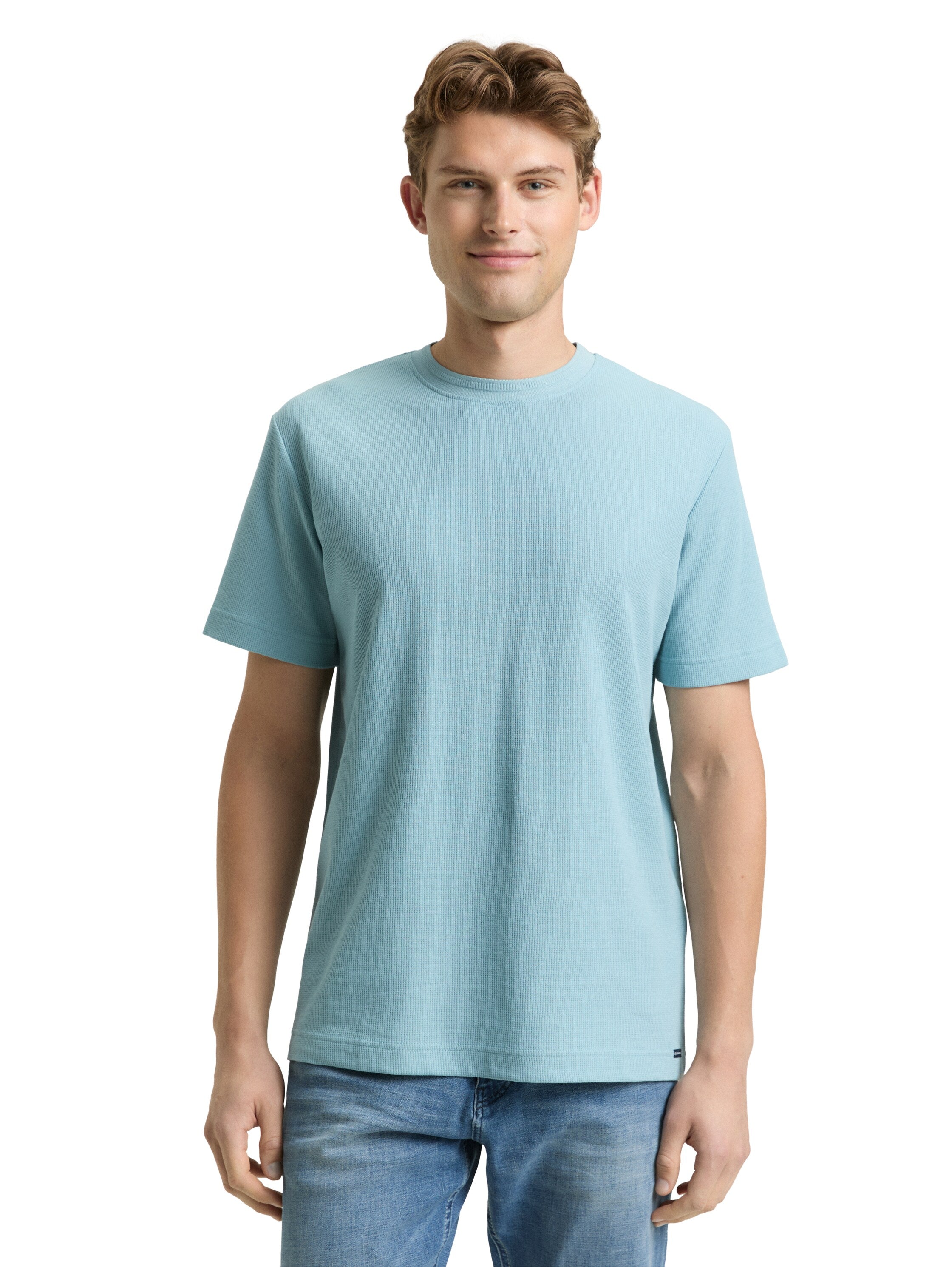 Tom Tailor Blue T-Shirt With Waffle Texture