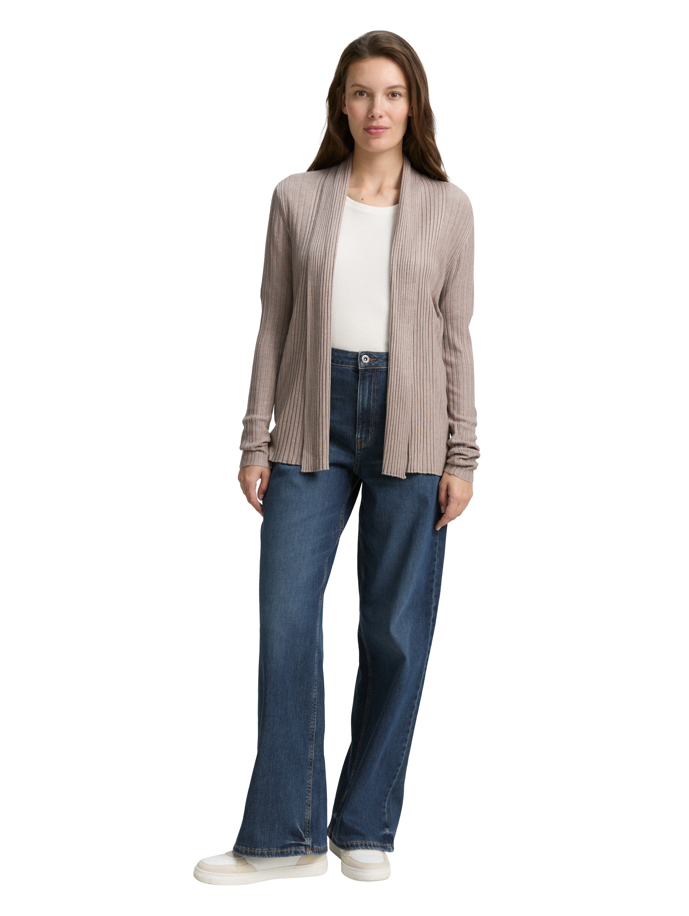 Tom Tailor Taupe Cardigan With Shawl Collar