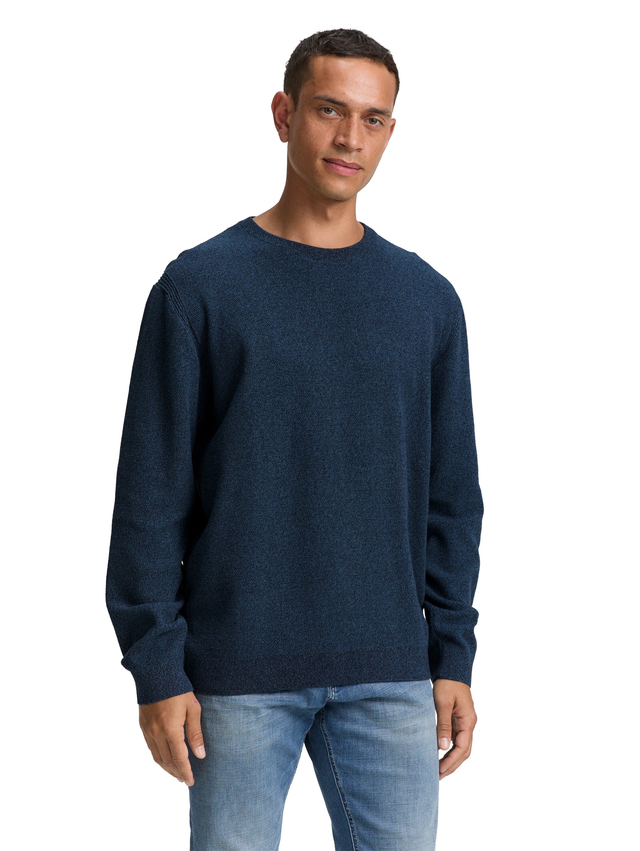 Tom Tailor Knitted Organic Cotton Teal Navy Pullover