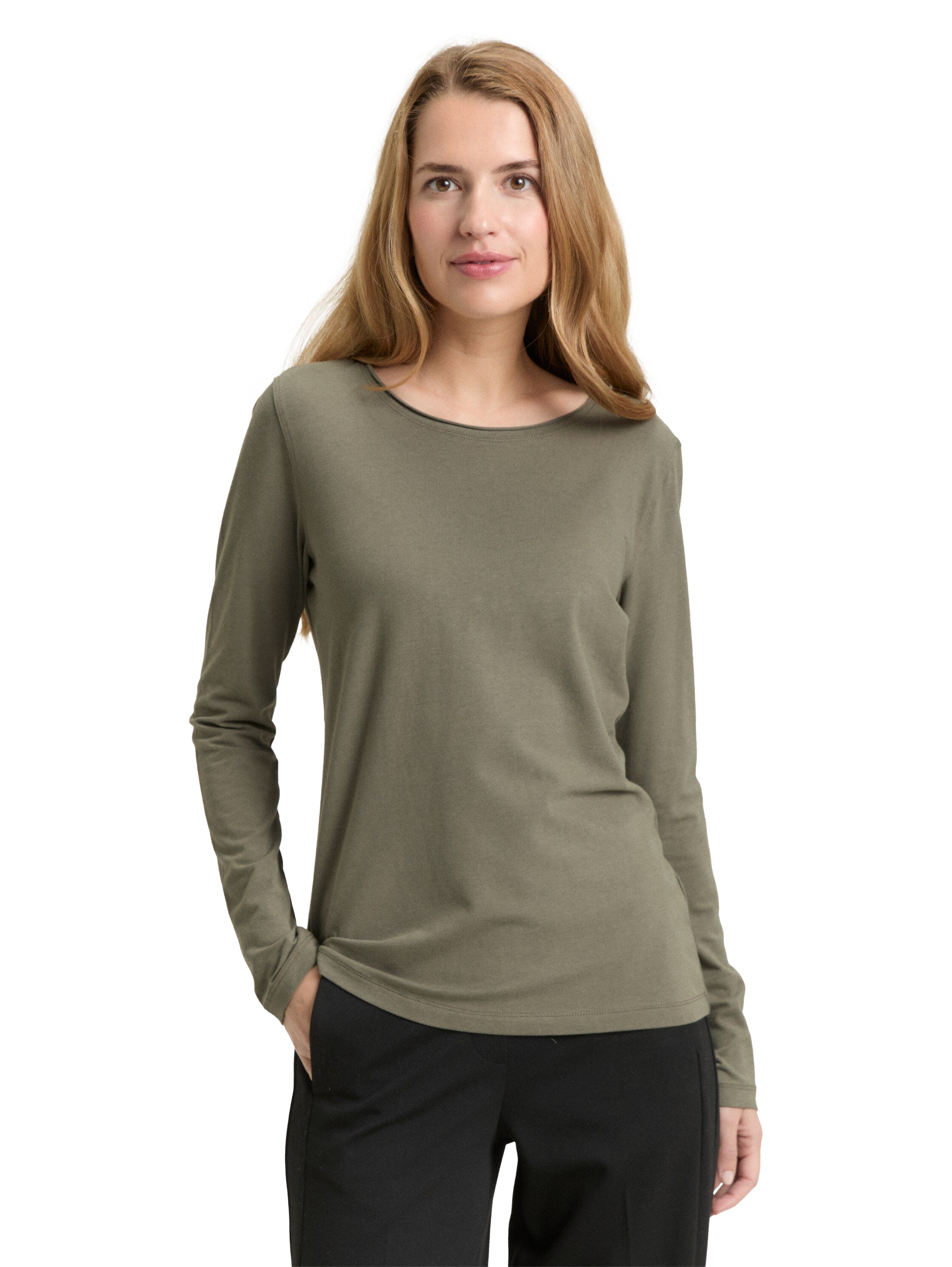 Tom Tailor Cloudy Green Basic long-sleeved T-shirt