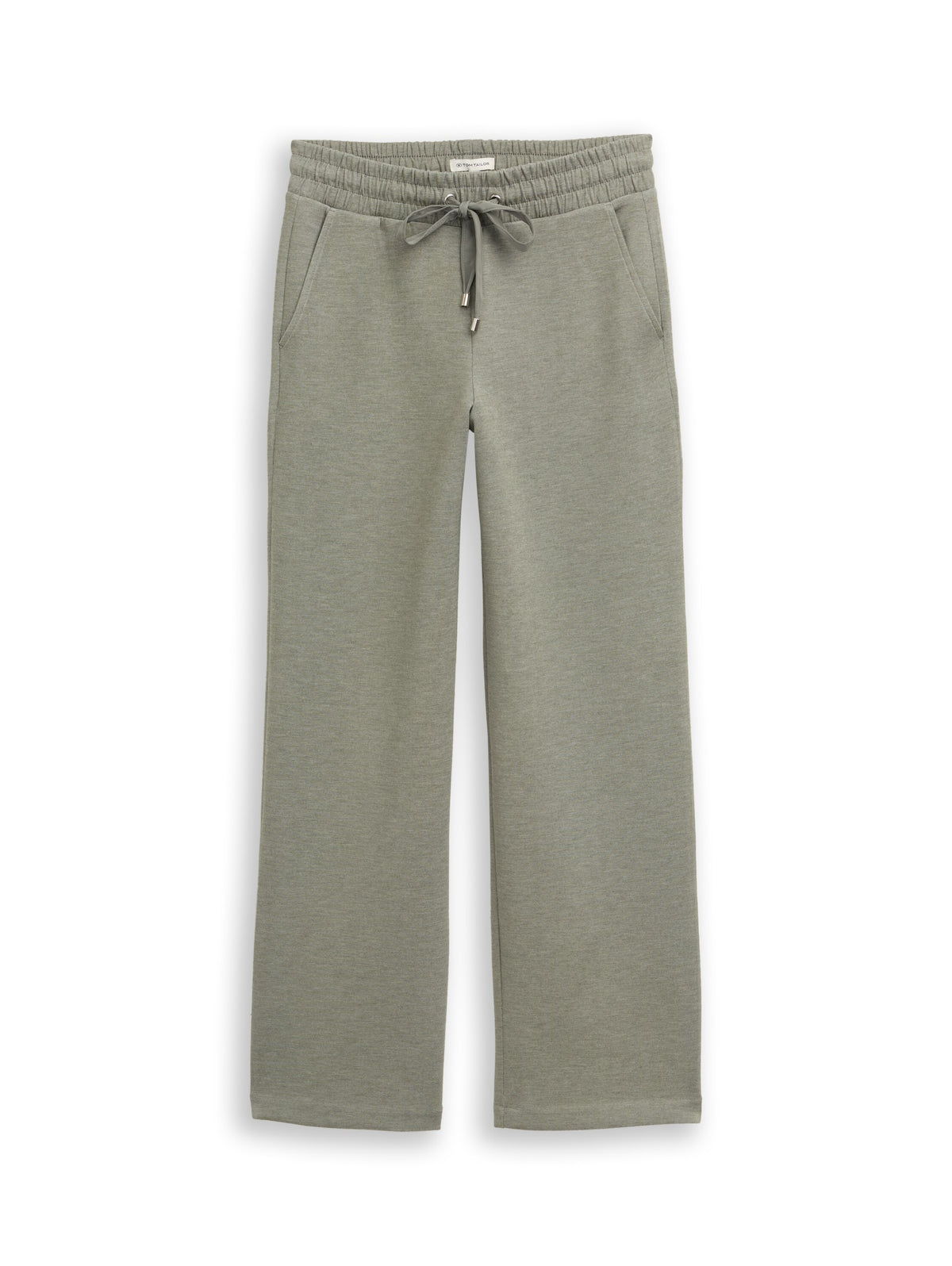 Tom Tailor Straight Cloudy Green Pant with Elasticated Waistband and Drawstring