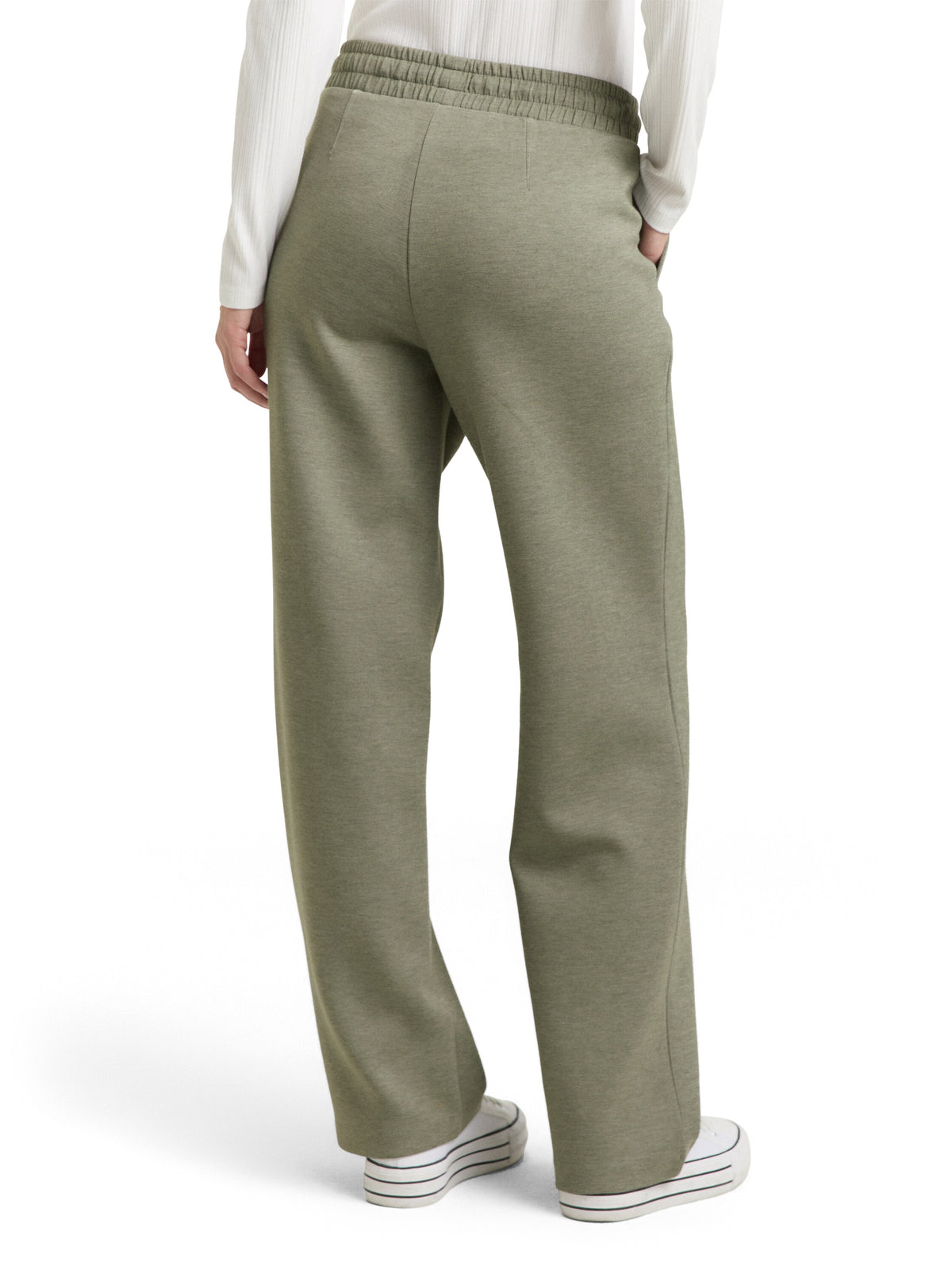 Tom Tailor Straight Cloudy Green Pant with Elasticated Waistband and Drawstring