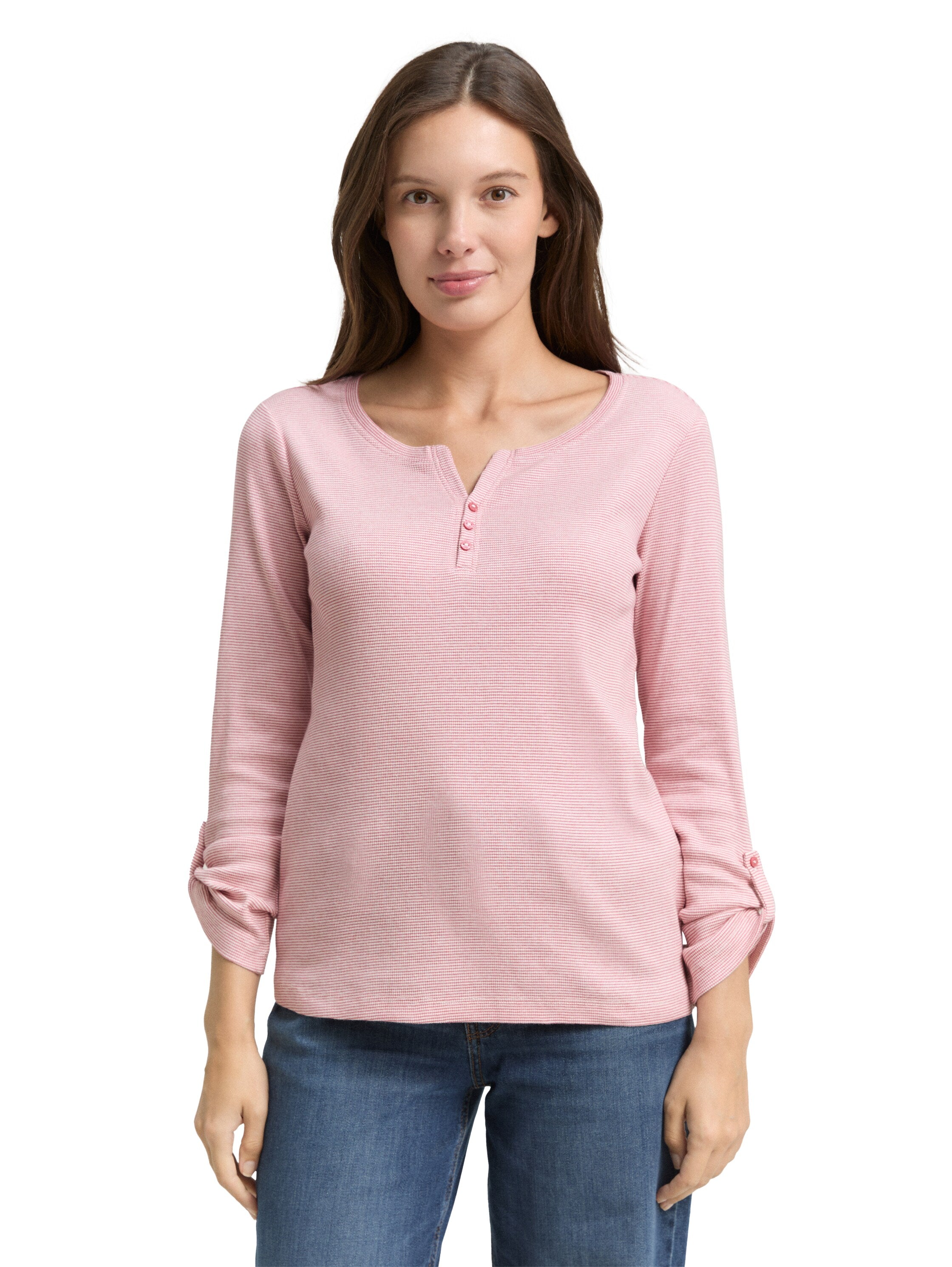 Tom Tailor Pink Long Sleeved Top With Turn Up Feature
