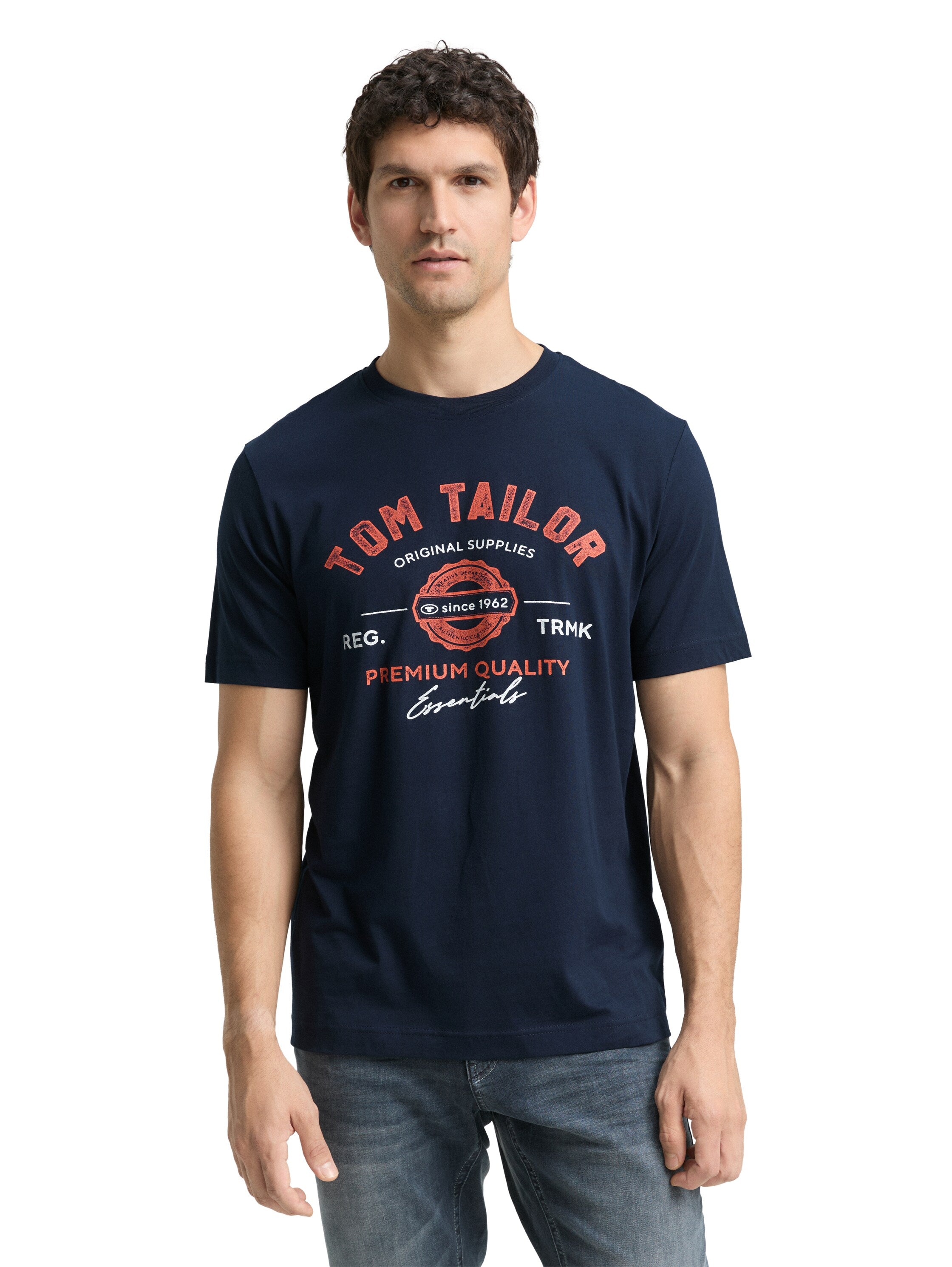Tom Tailor Navy T-Shirt With Logo Print