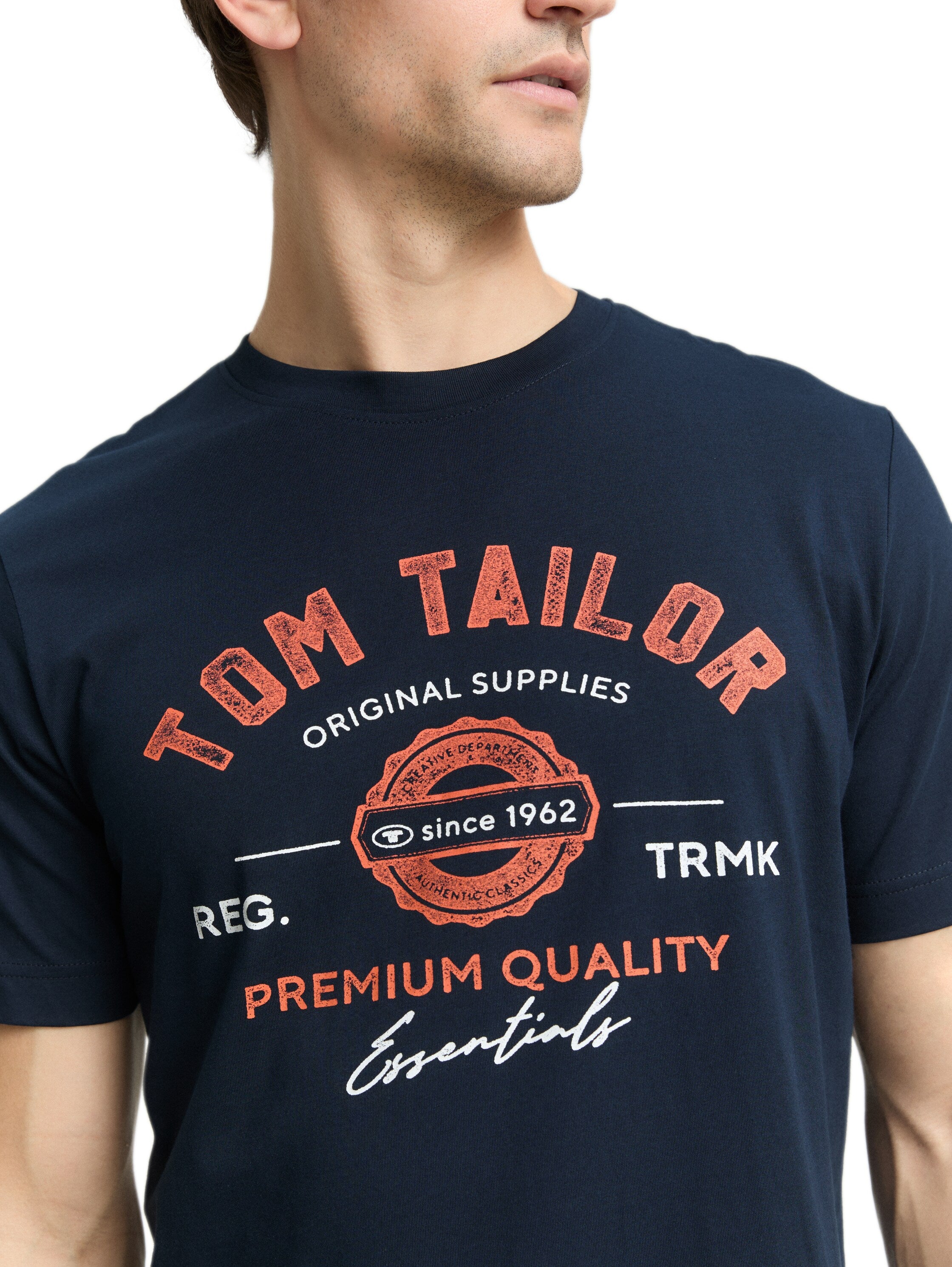 Tom Tailor Navy T-Shirt With Logo Print