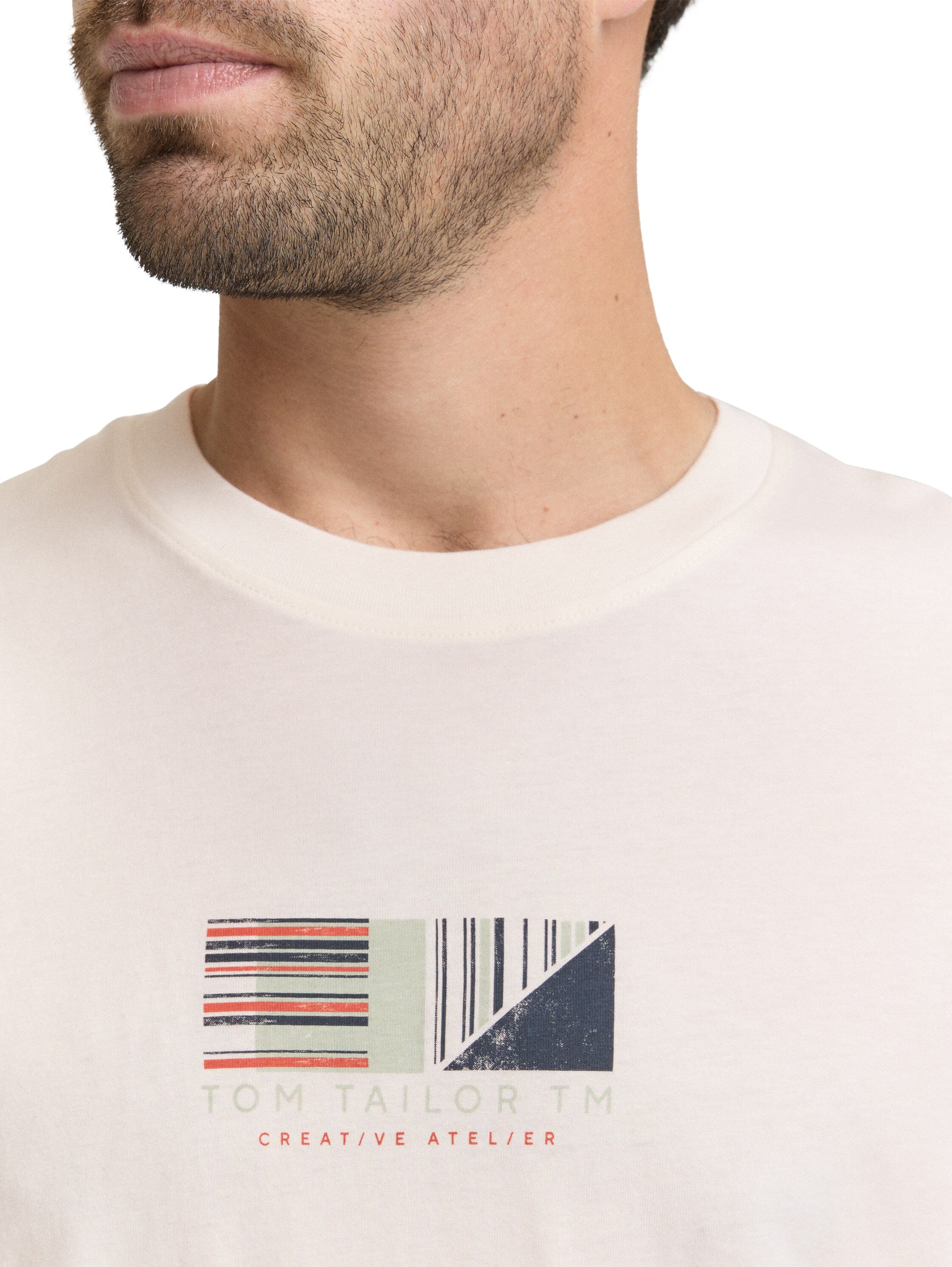 Tom Tailor Off-White  T-Shirt With Front Design