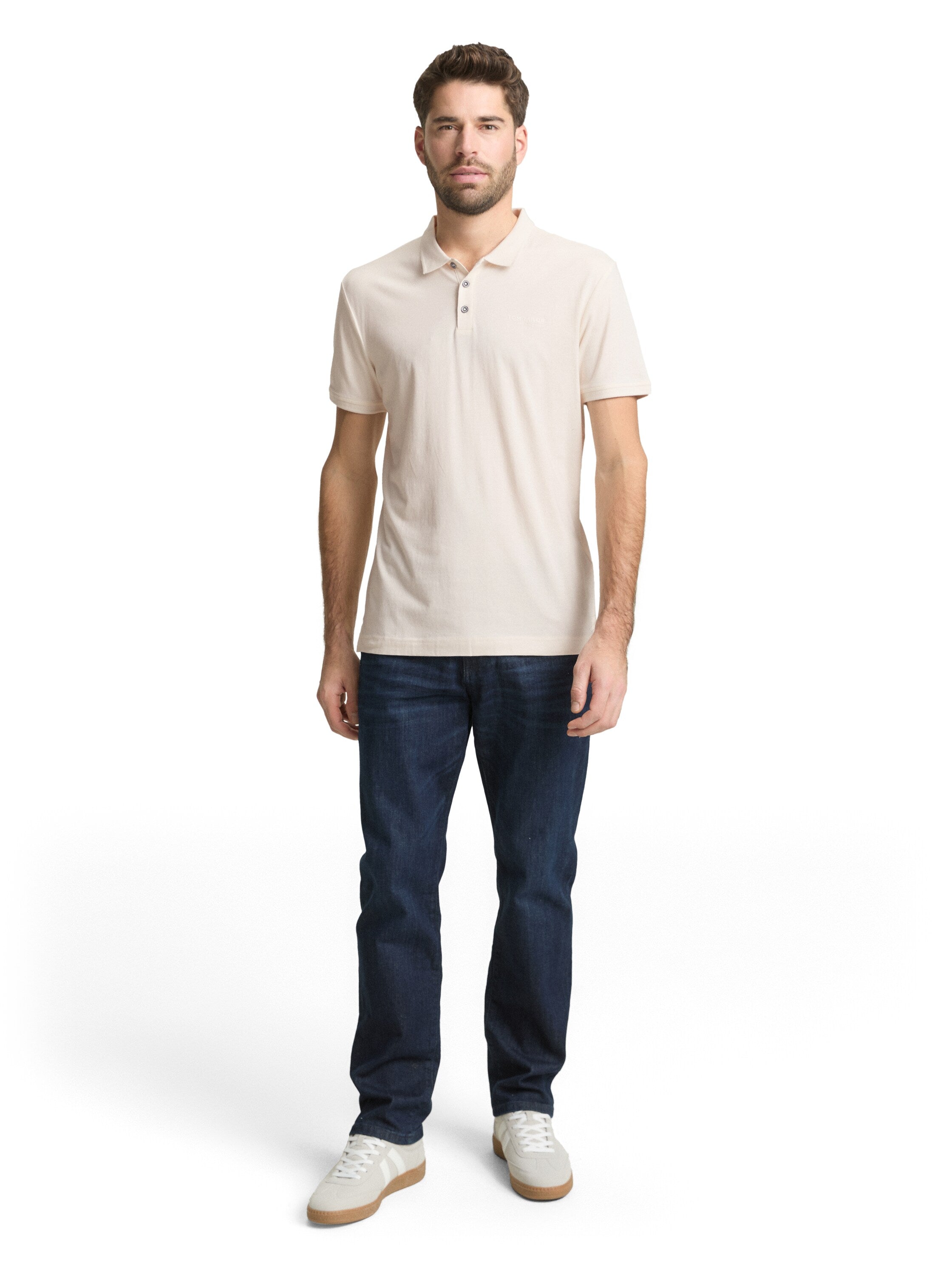 Tom Tailor Beige Polo With Printed Logo