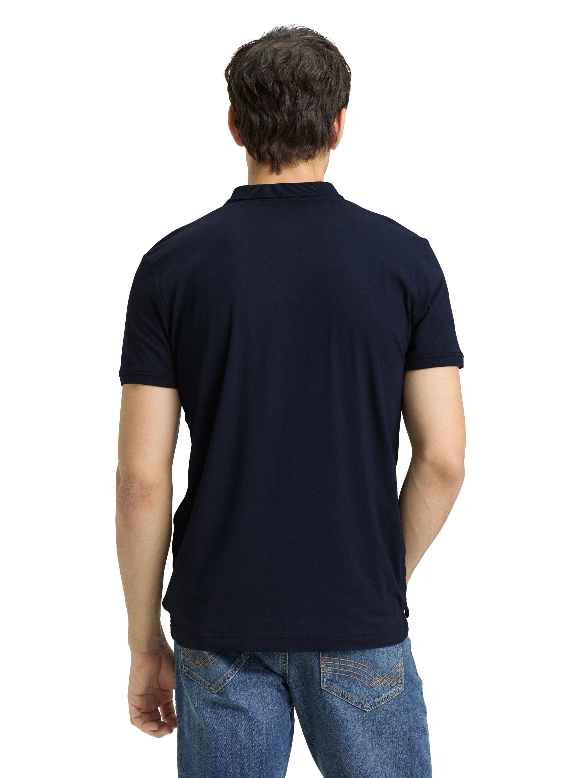 Tom Tailor Navy Polo With Printed Logo