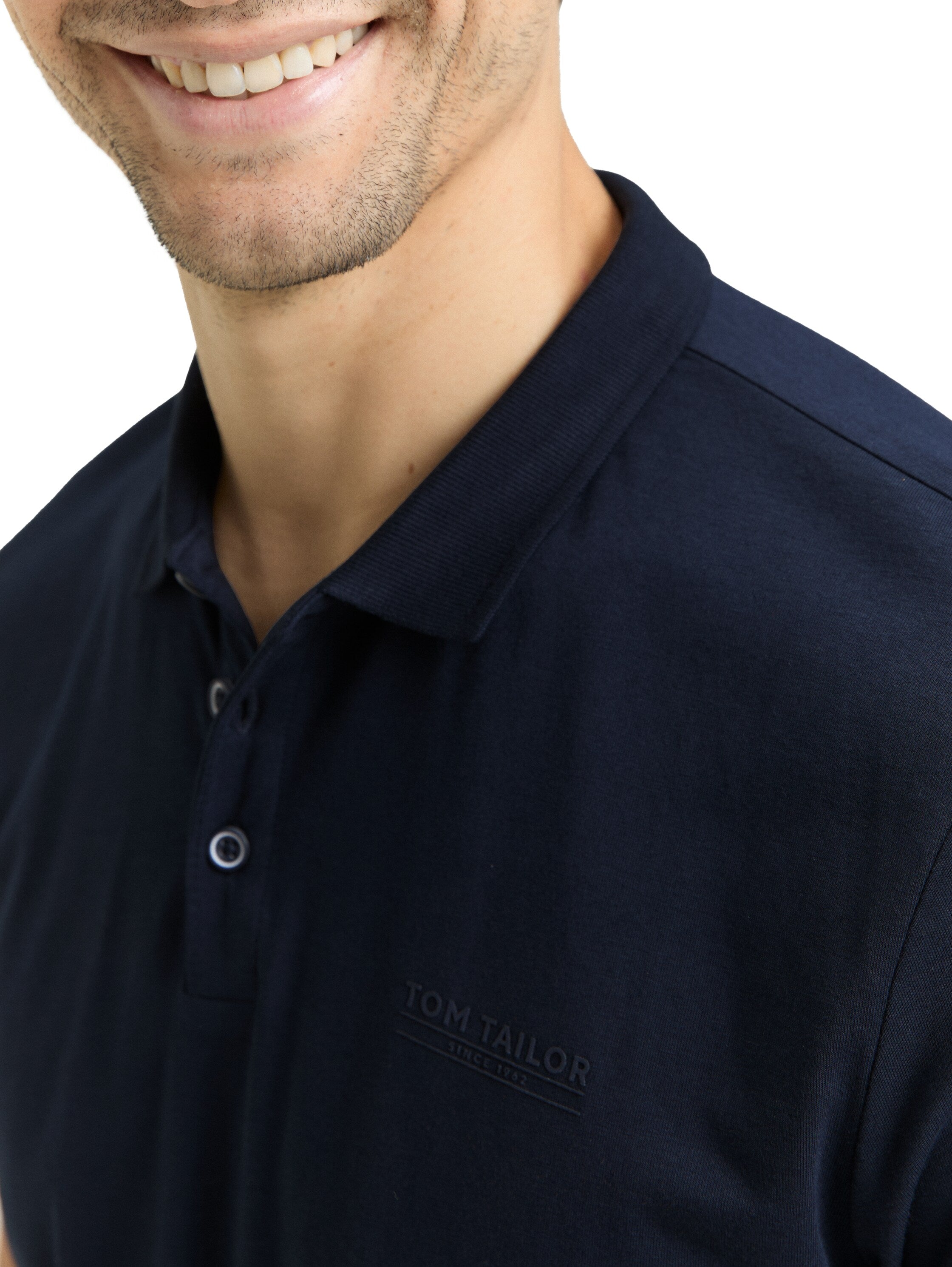 Tom Tailor Navy Polo With Printed Logo