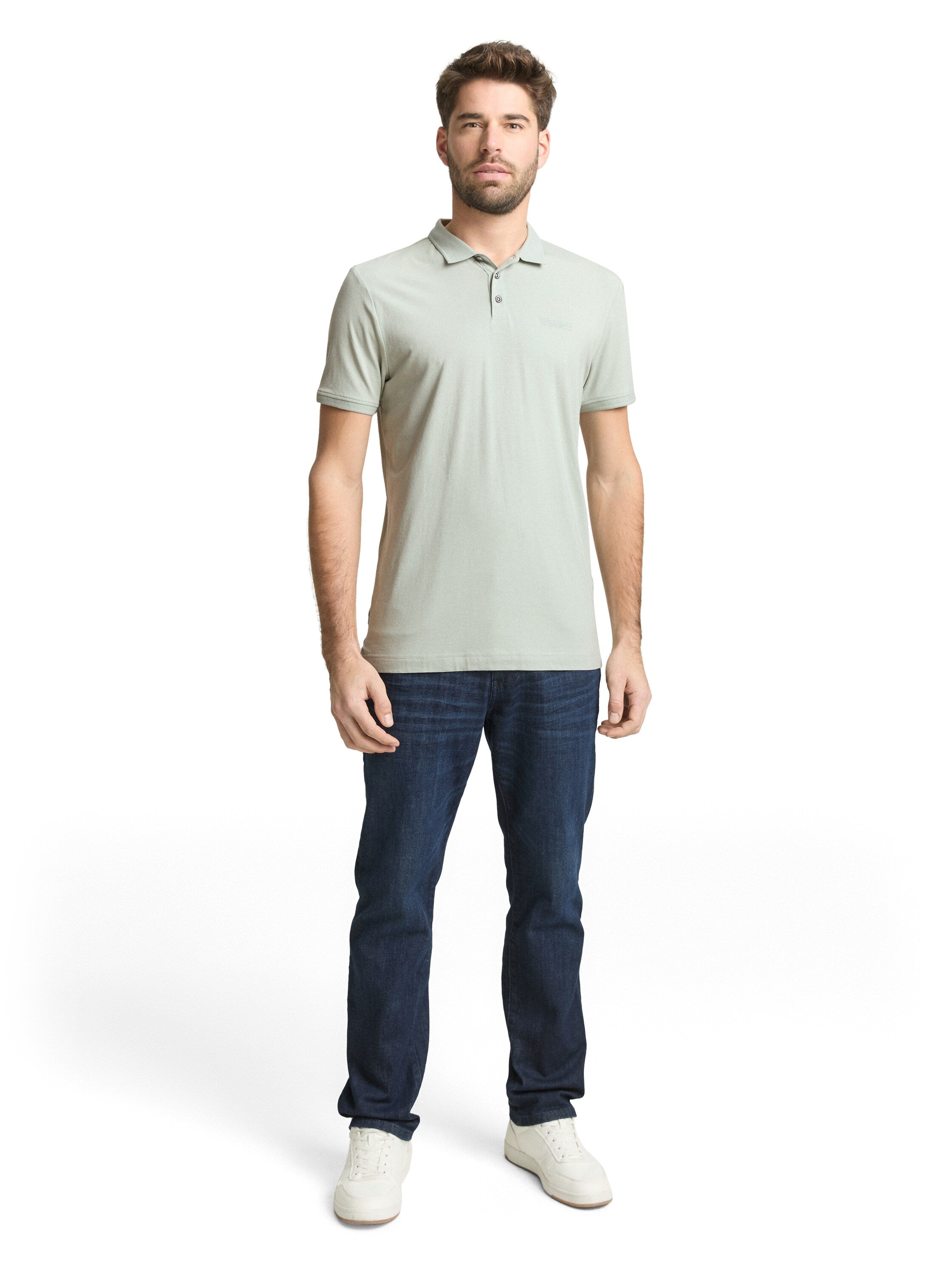 Tom Tailor Grey Polo With Printed Logo