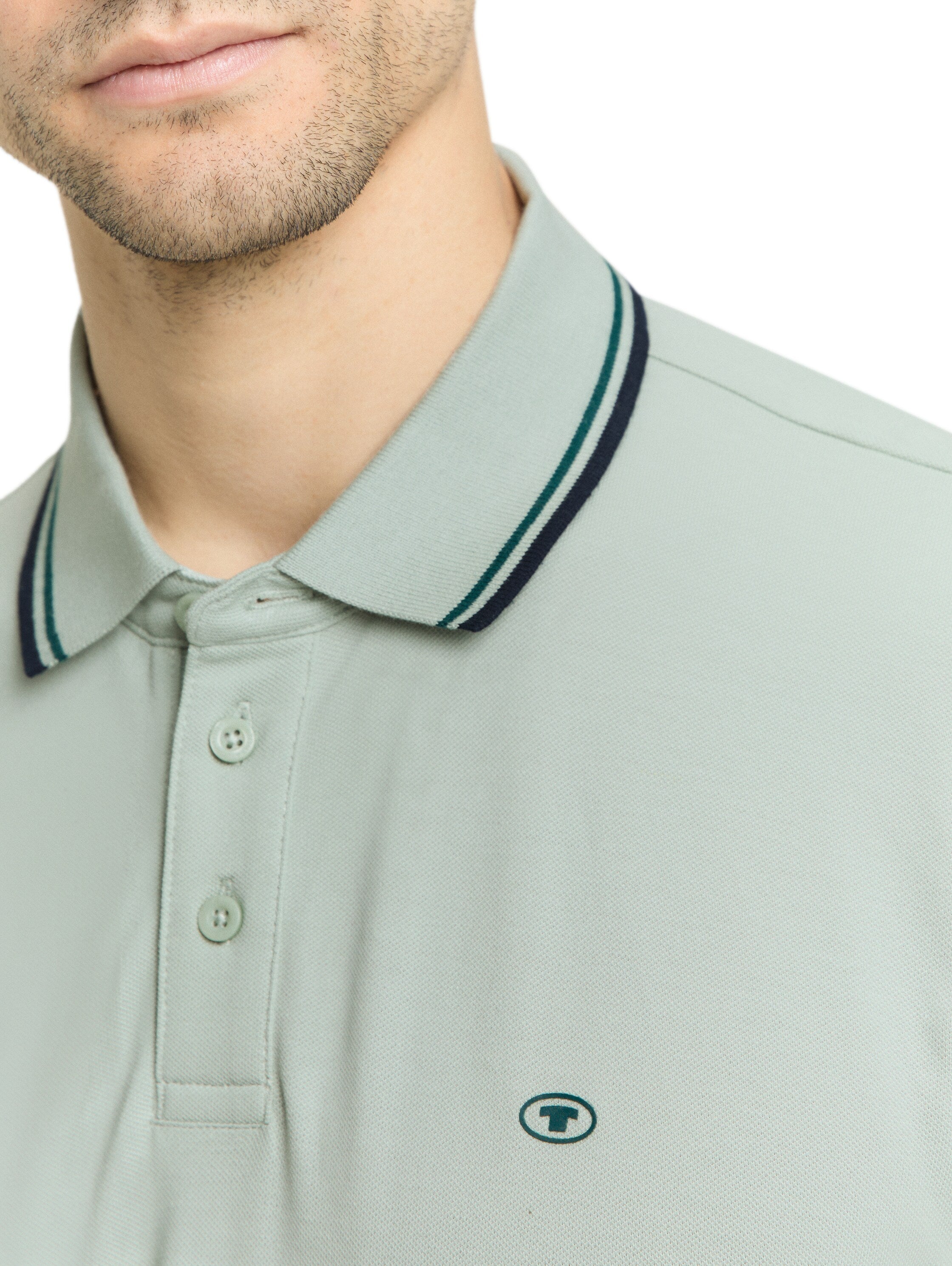 Tom Tailor Long Sleeved Mint Polo With Printed Logo