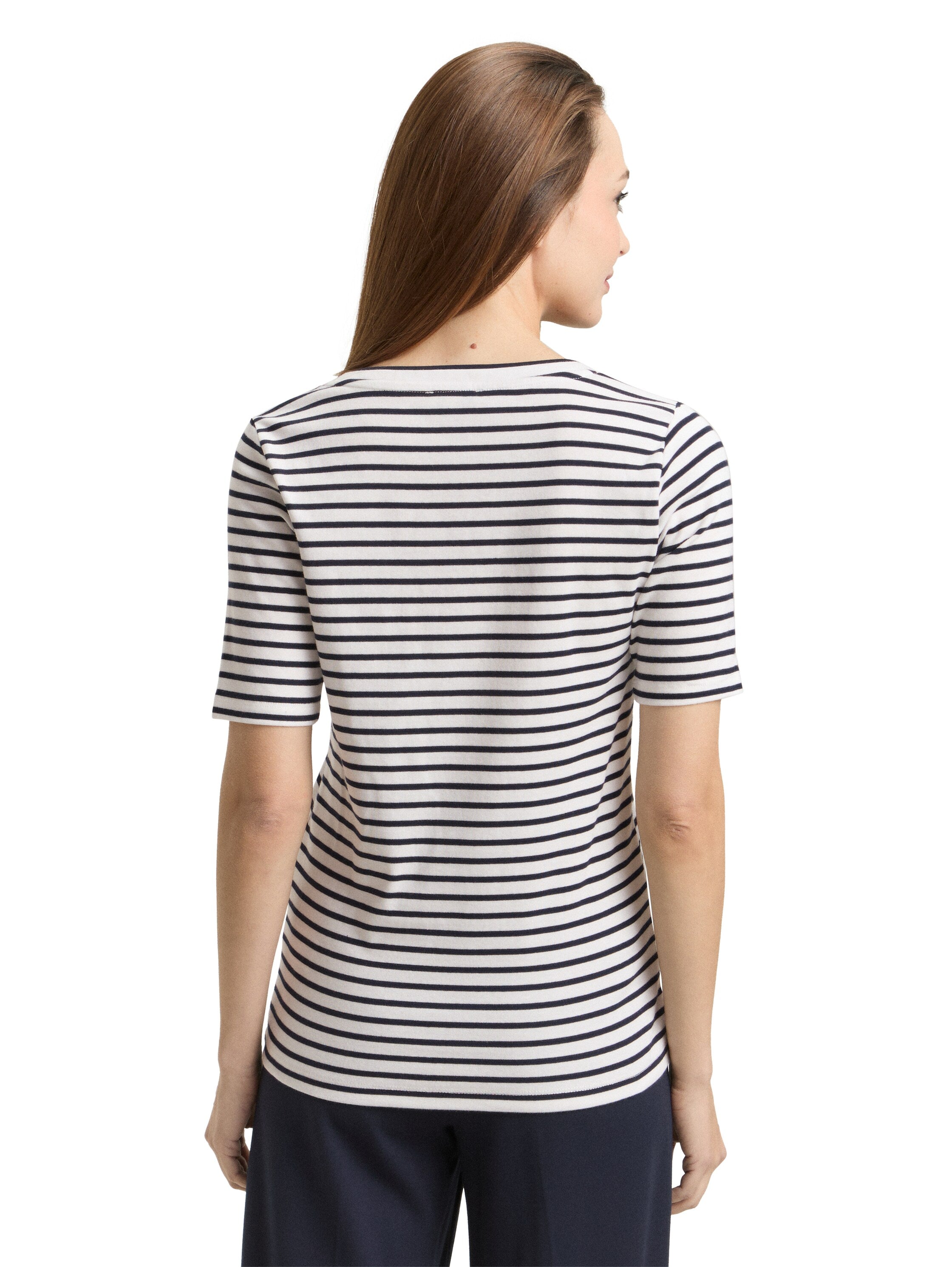 Tom Tailor V-Neck T-Shirt With Striped Design