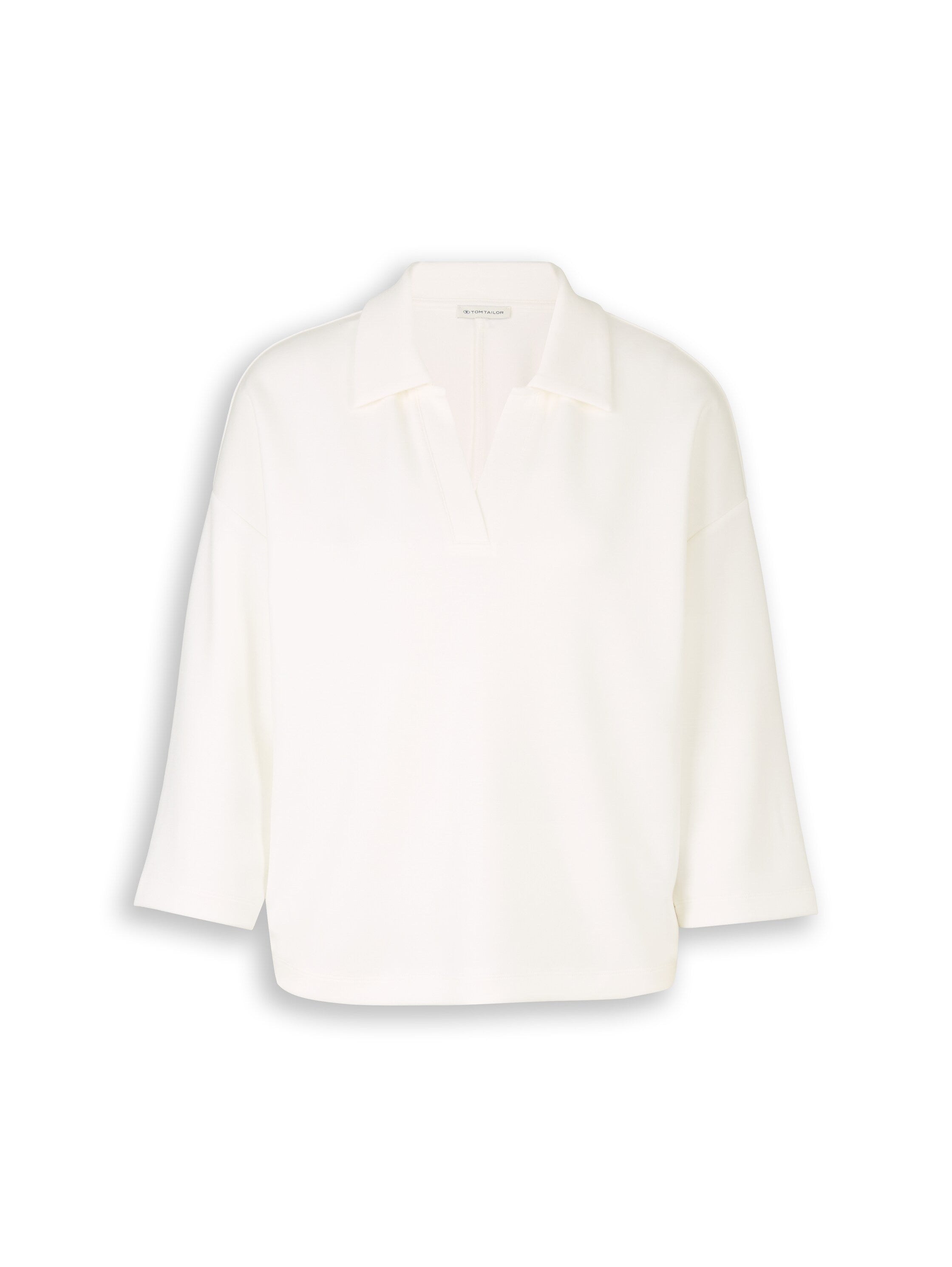 Tom Tailor White Long-Sleeved Shirt With Polo Collar