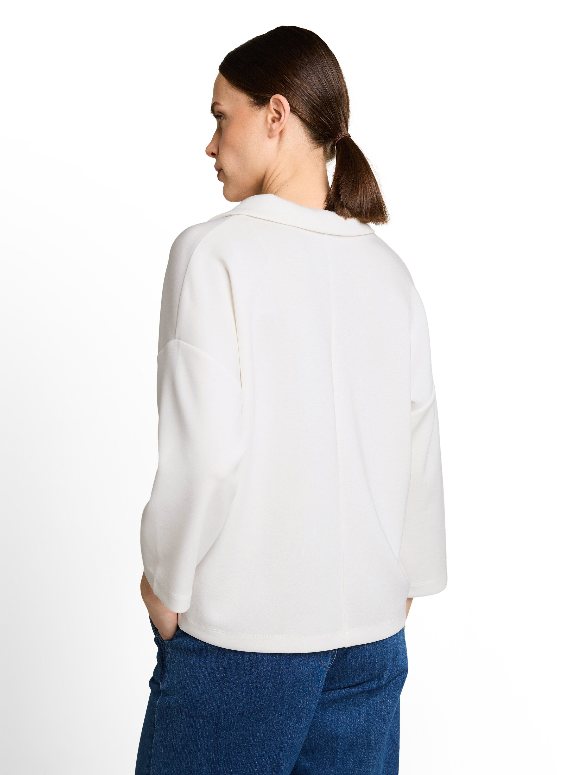 Tom Tailor White Long-Sleeved Shirt With Polo Collar