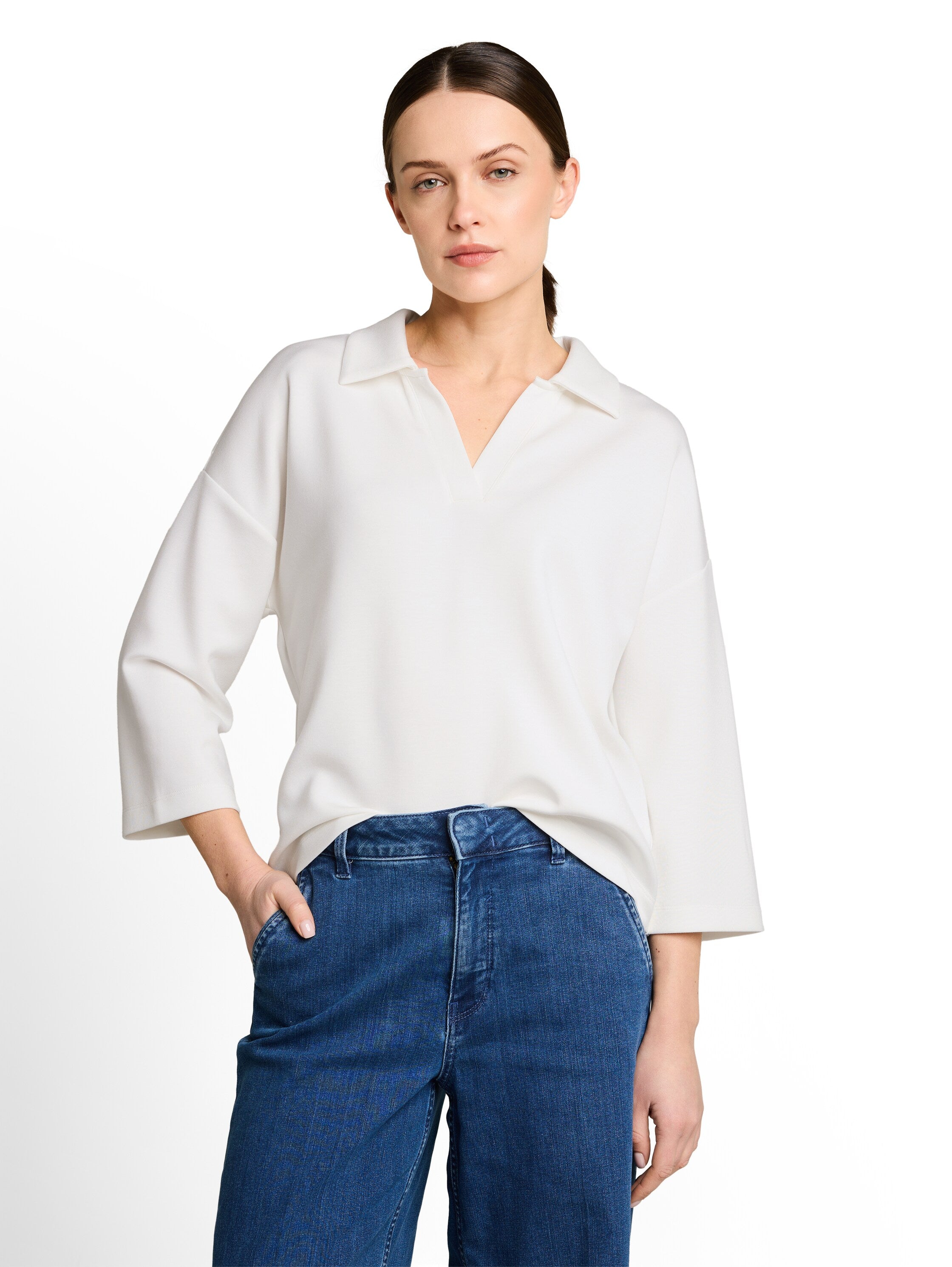 Tom Tailor White Long-Sleeved Shirt With Polo Collar