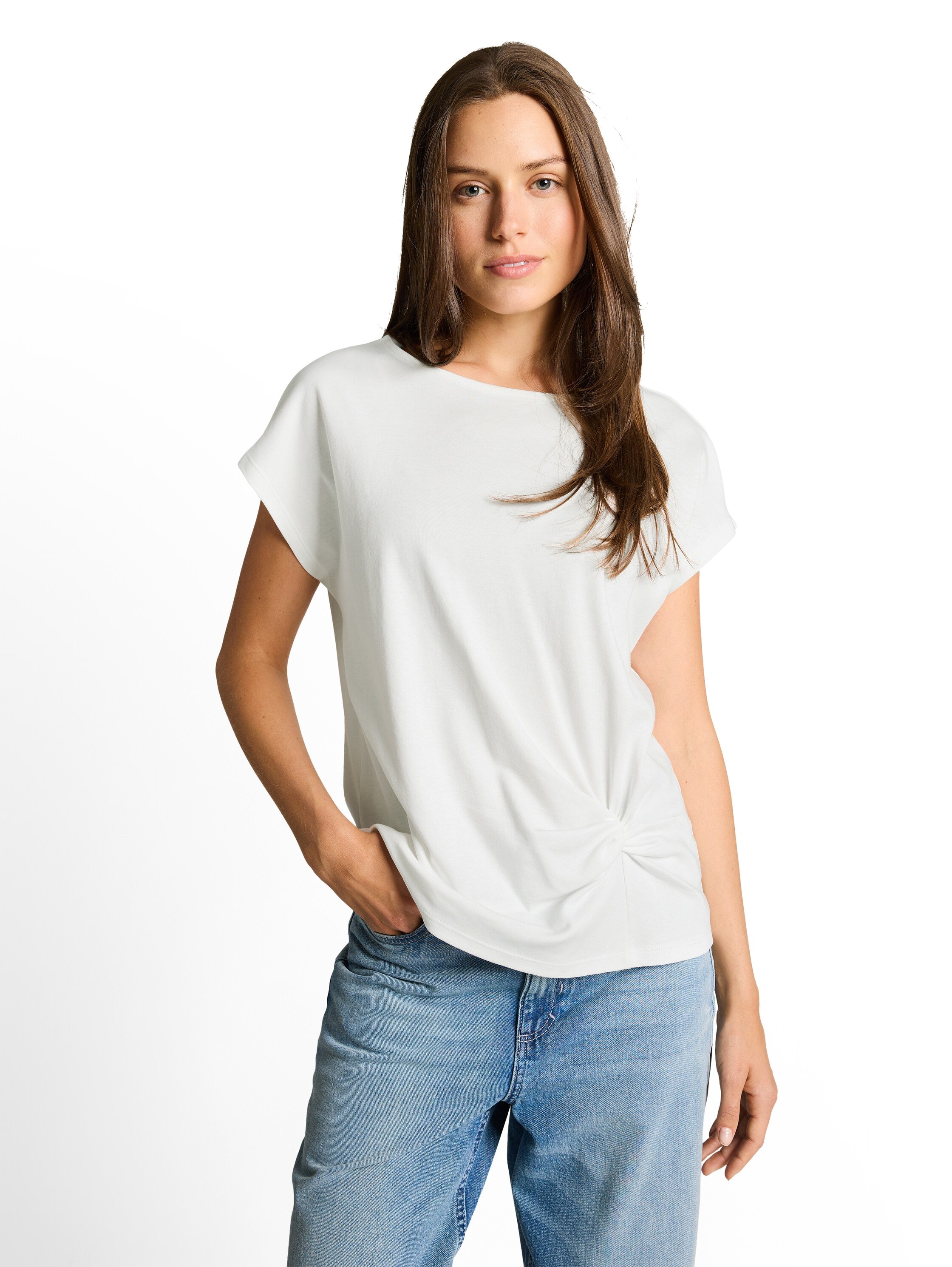 Tom Tailor White Short Sleeved Plain T-shirt With Knot Detail On The Front