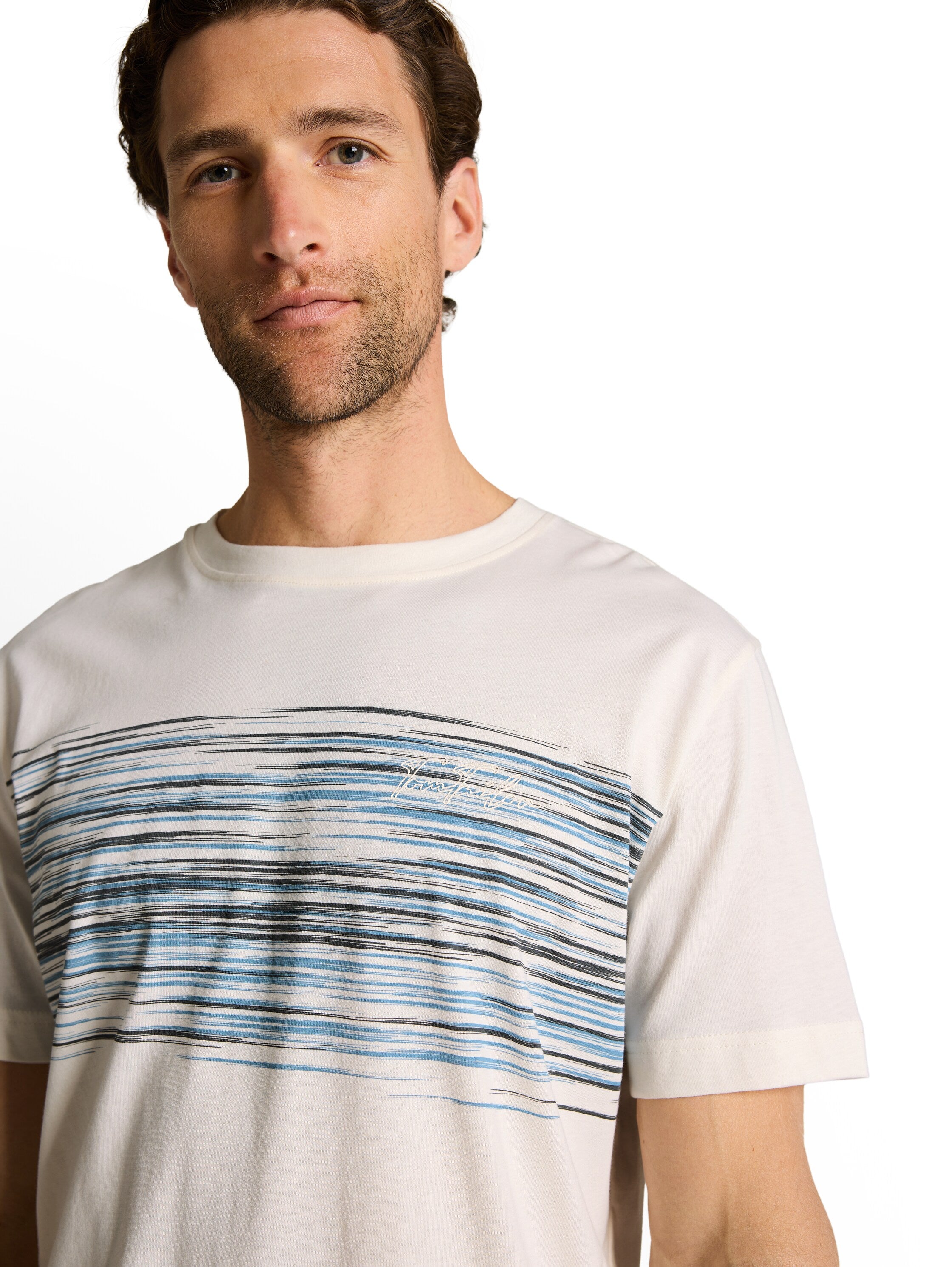 Tom Tailor White Short Sleeved T-Shirt With Print