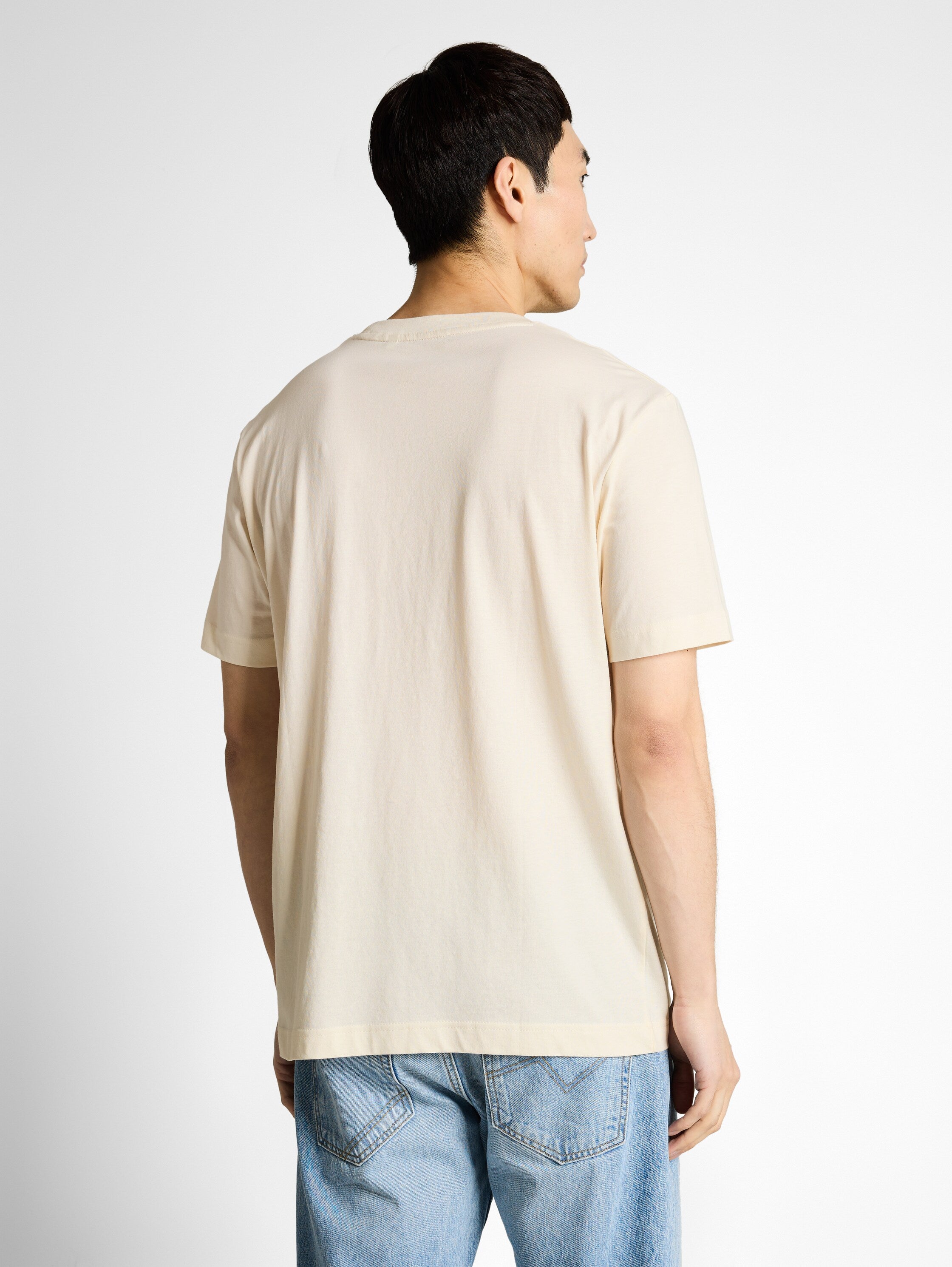 Tom Tailor Off White Cotton T-Shirt With Logo Badge