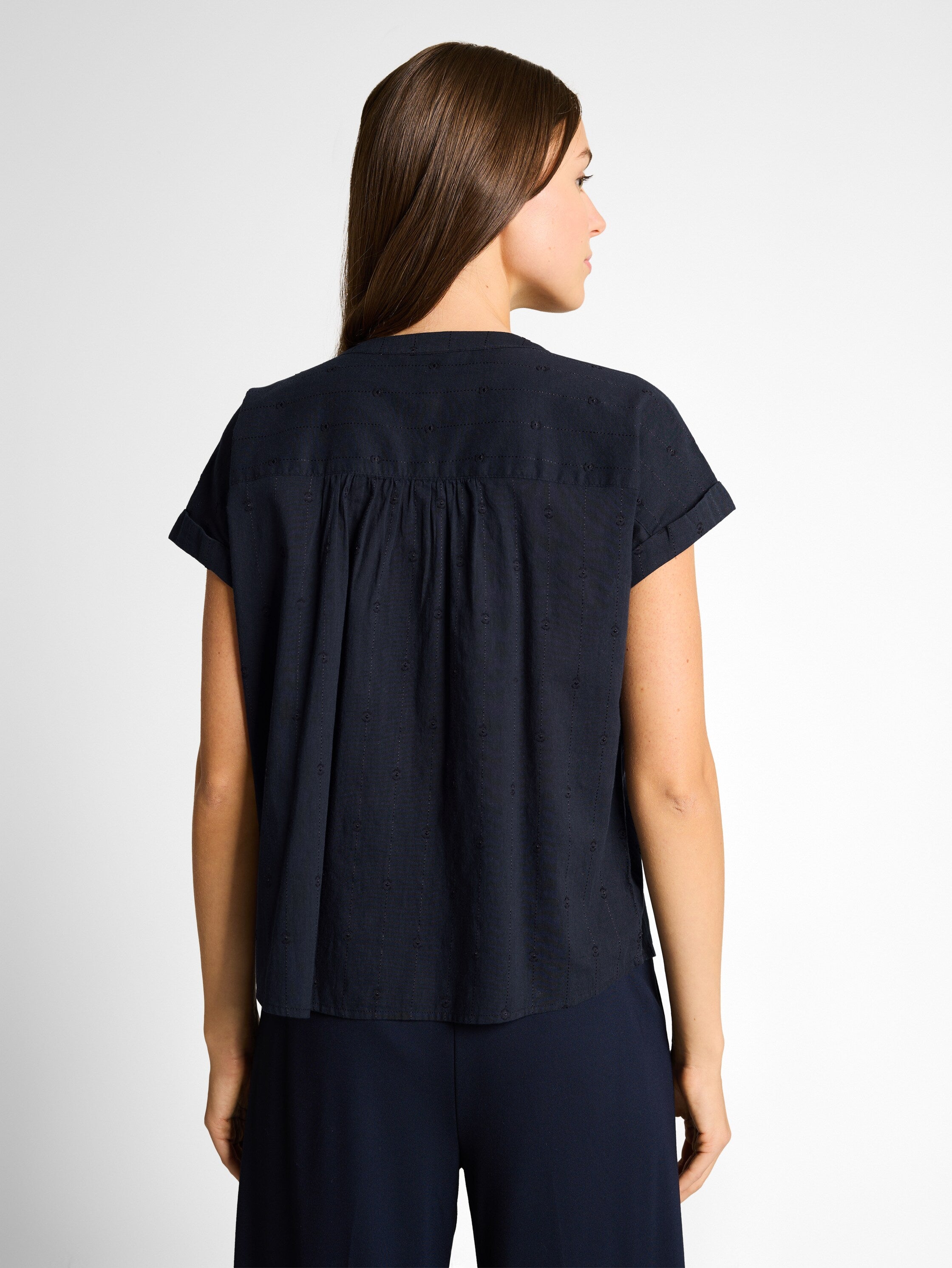 Tom Tailor Navy Round Neck Line Loose Fit Blouse