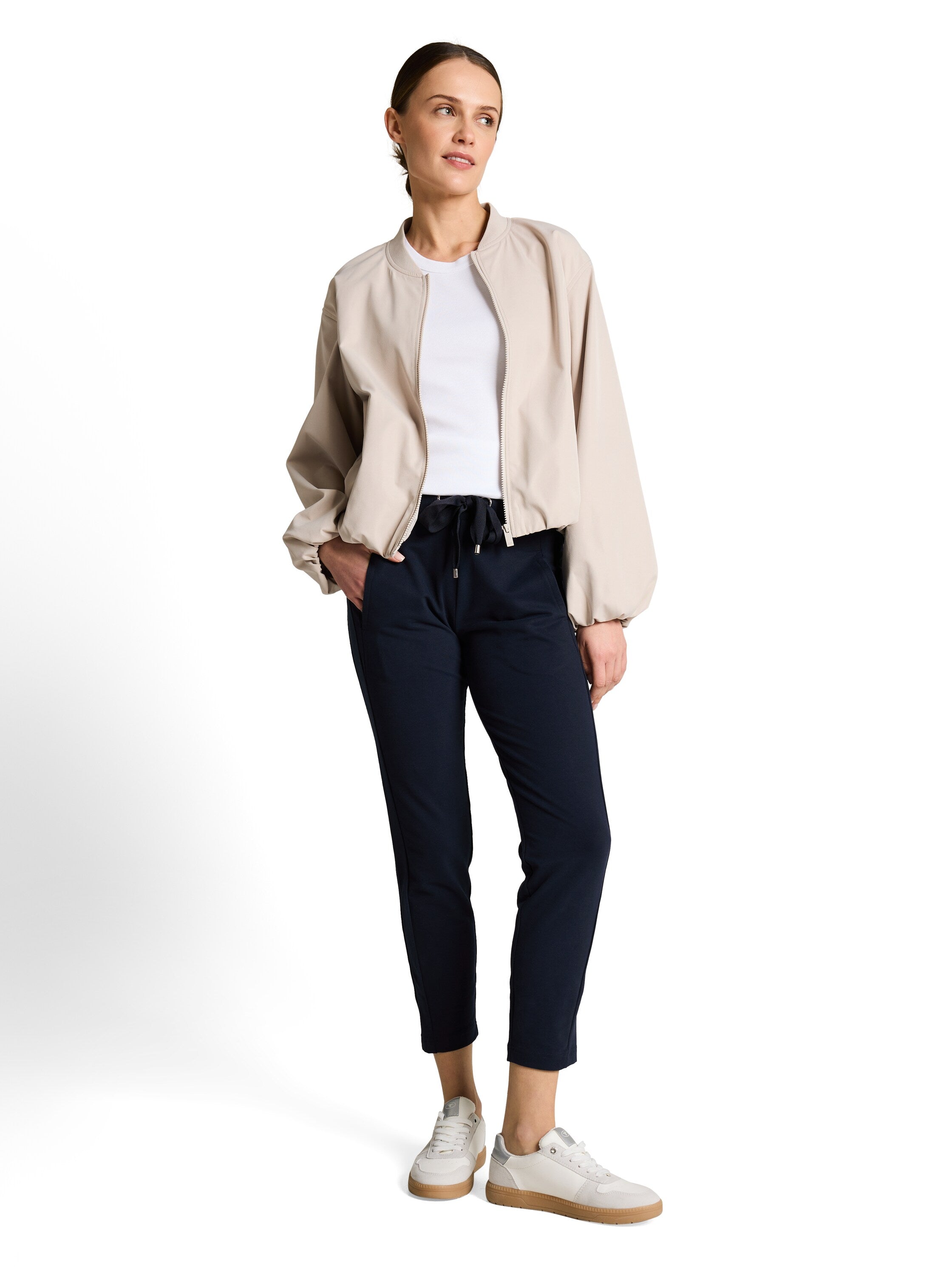 Tom Tailor Navy Cropped Jogger Trousers