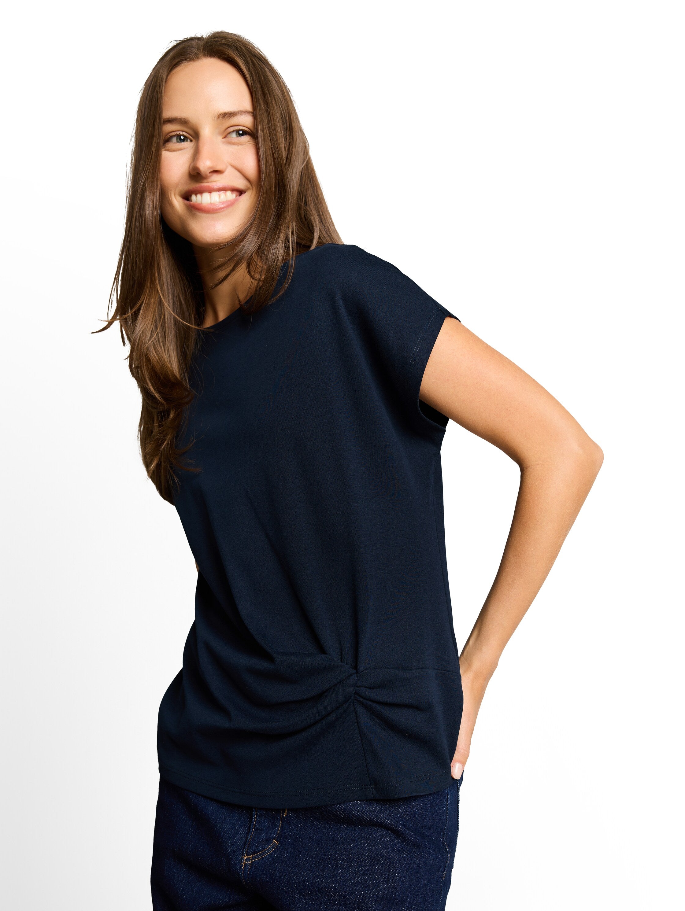 Tom Tailor Navy Short Sleeved Plain T-shirt With Knot Detail On The Front