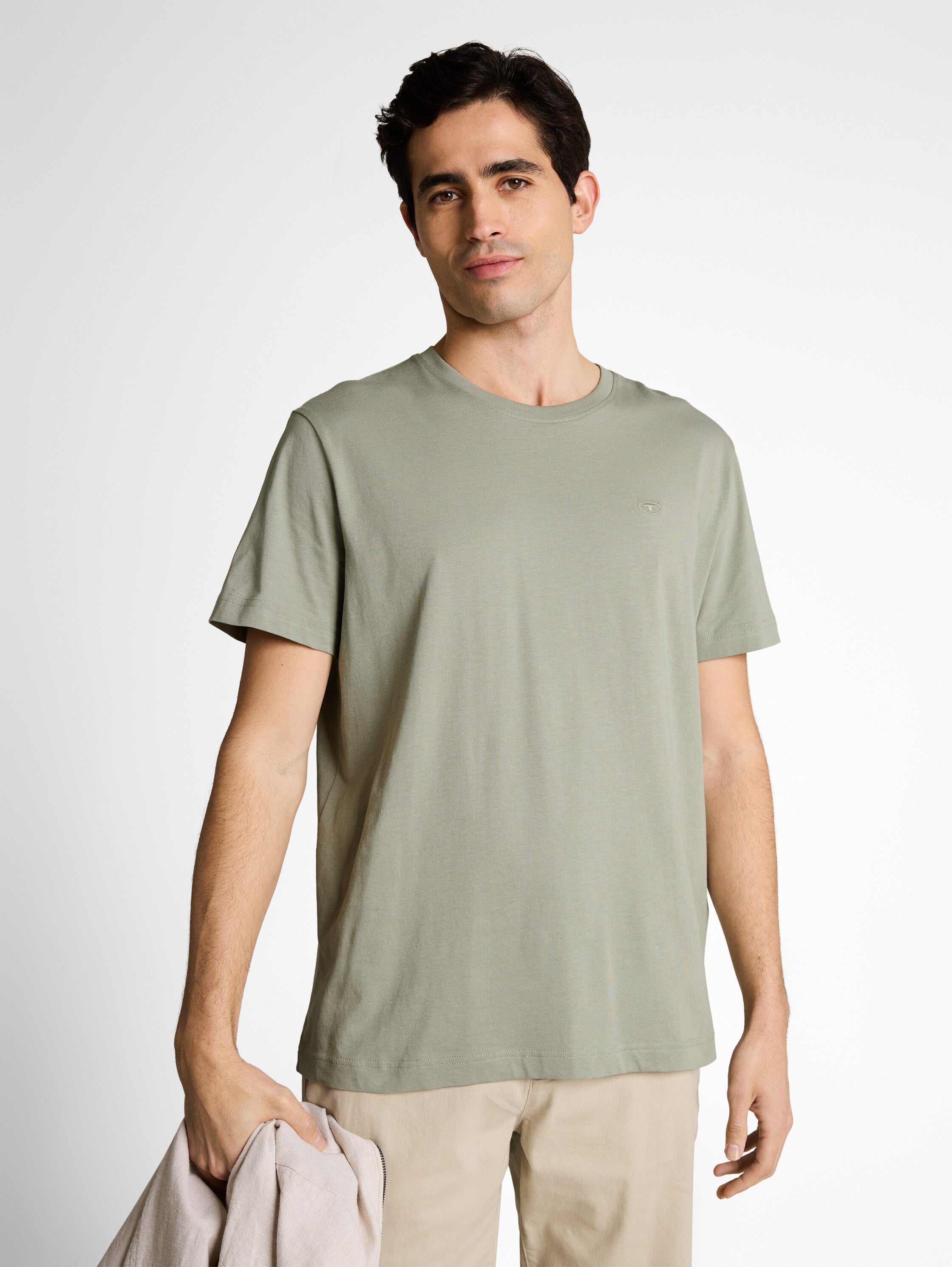 Tom Tailor Green Short Sleeved Round Neck Plain T-Shirt